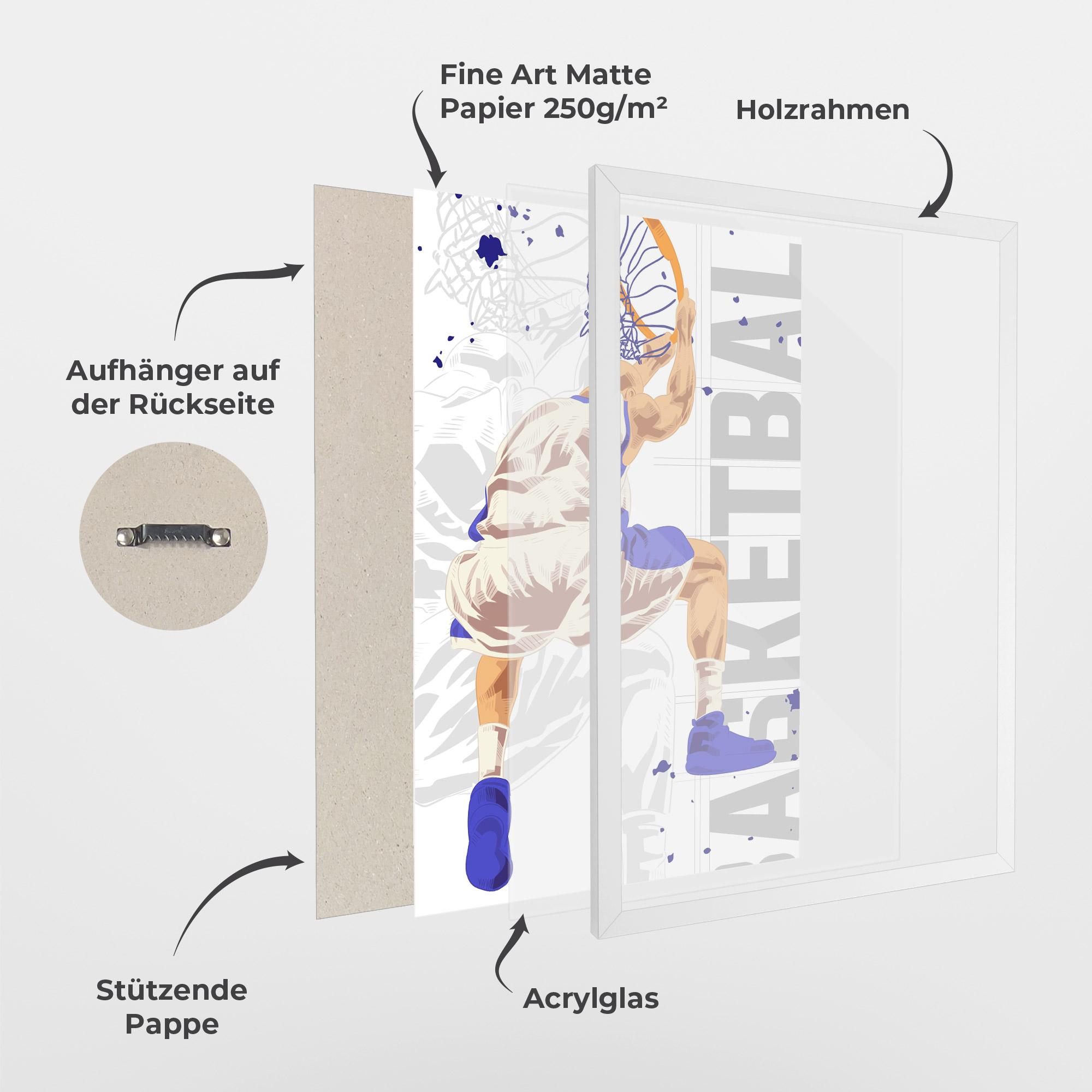 Gerahmte Poster Grey Basketball mockup 1