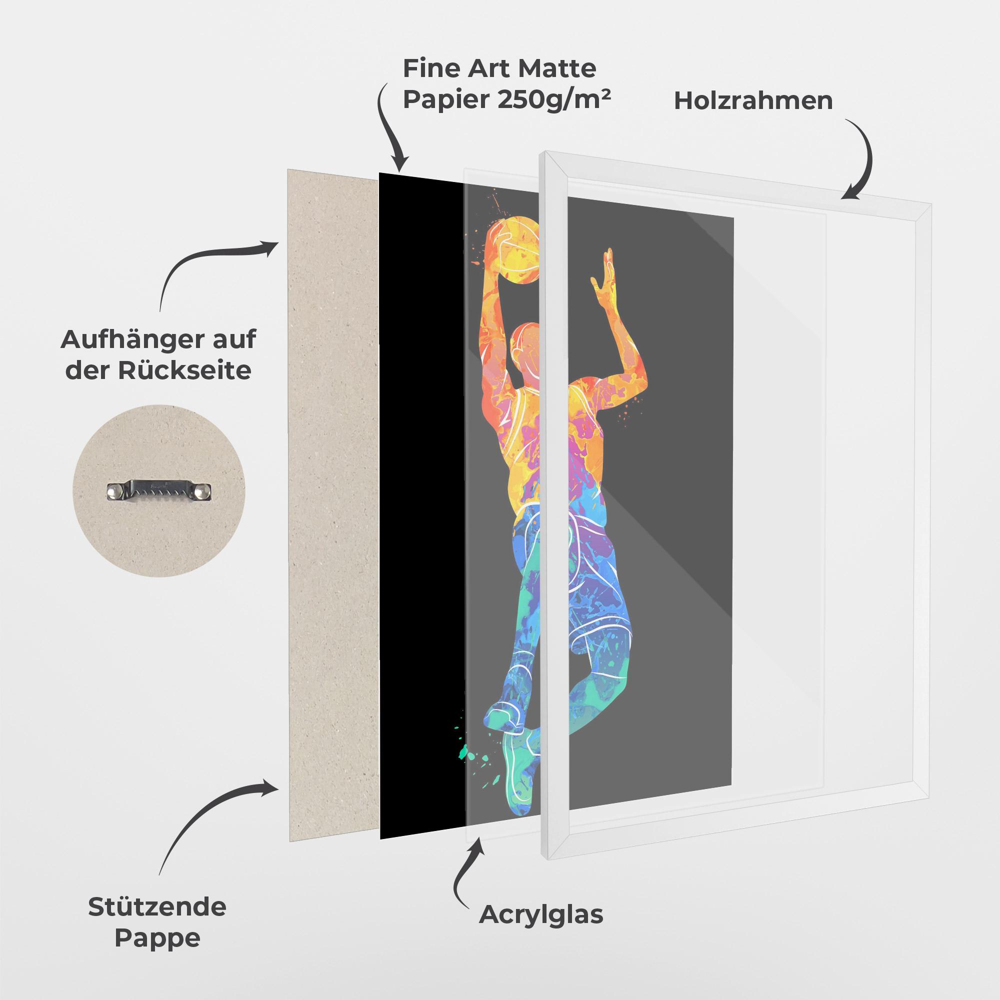Gerahmte Poster Orange Blue Basket mockup 1