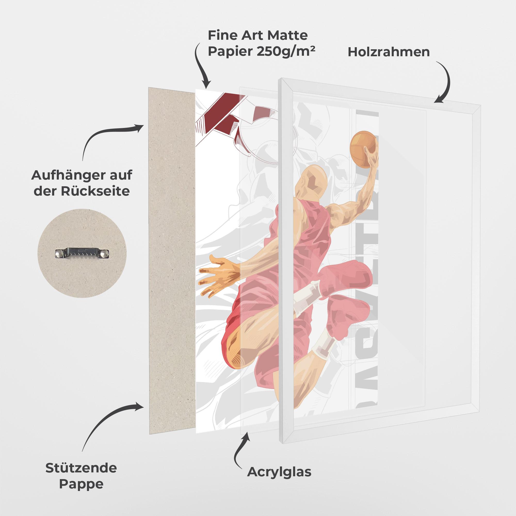 Gerahmte Poster Pink Basketball mockup 1