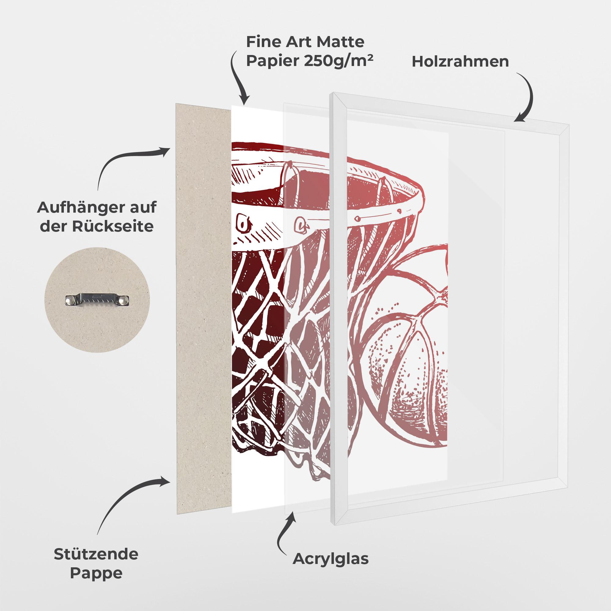Gerahmte Poster Red Basketball Hoop mockup 1