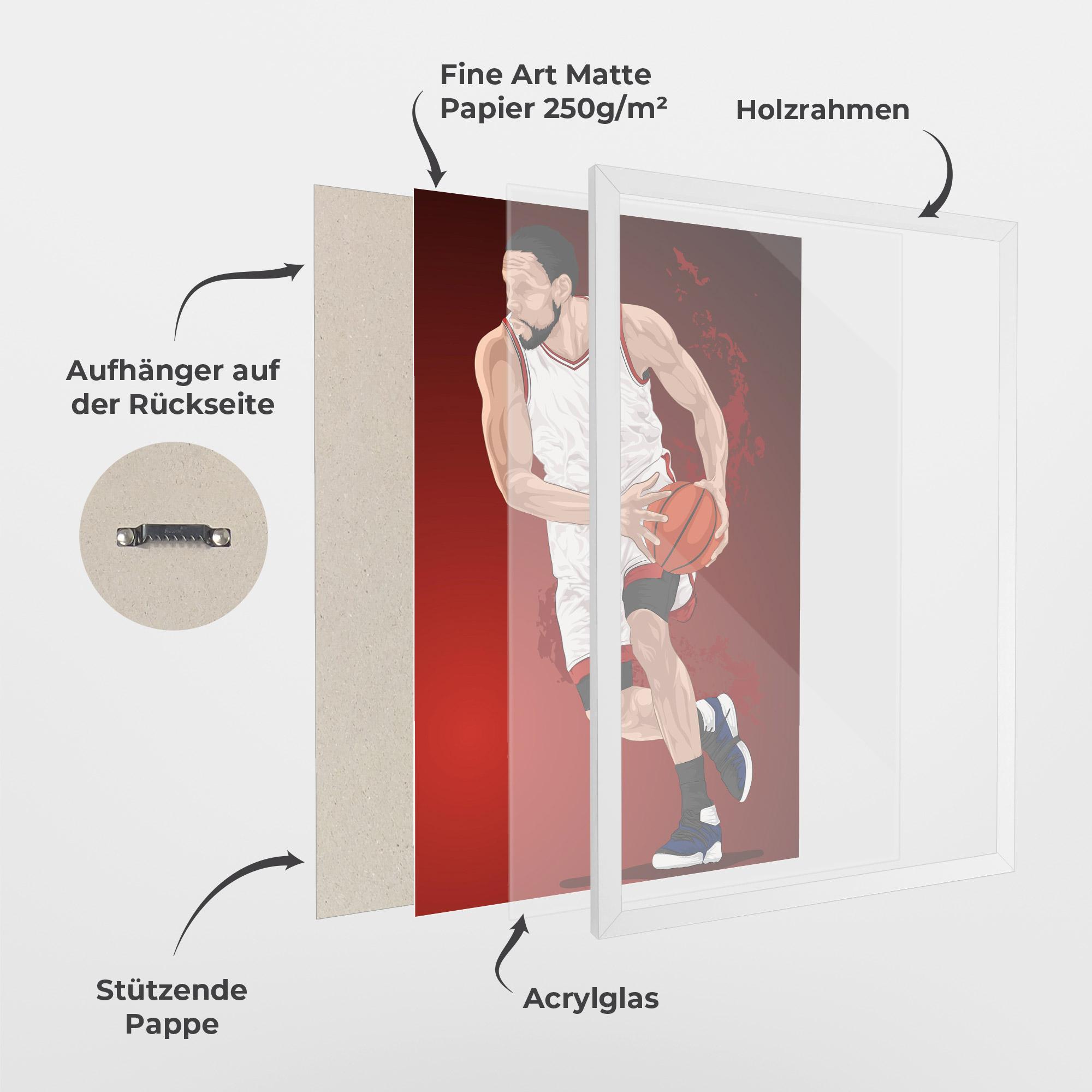 Gerahmte Poster Red Fire Basket mockup 1