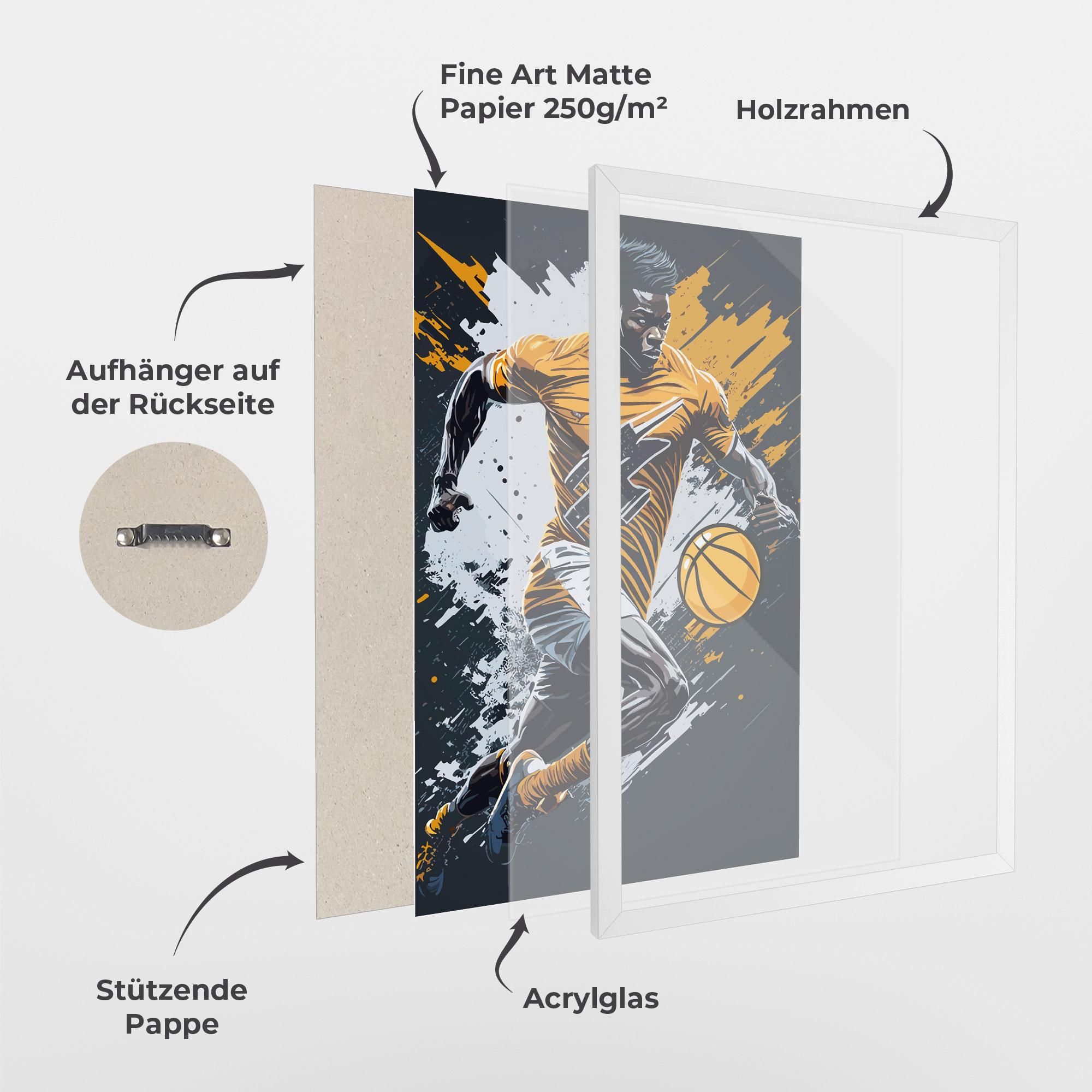 Gerahmte Poster Yellow White Basket mockup 1
