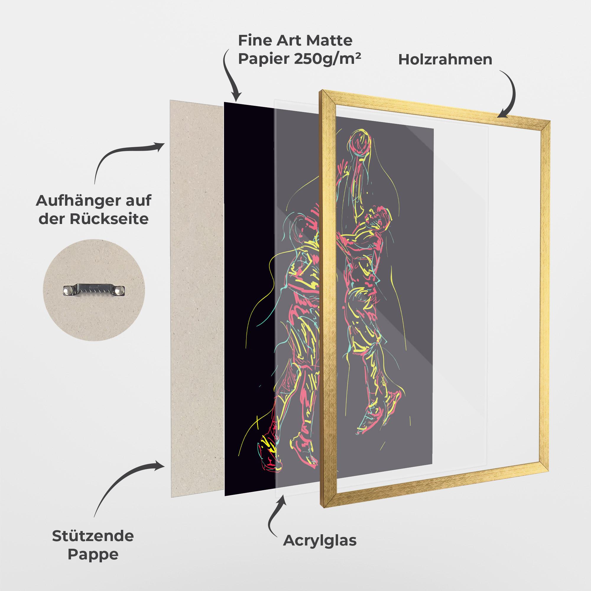 Gerahmte Poster Basket Line Jump mockup 1