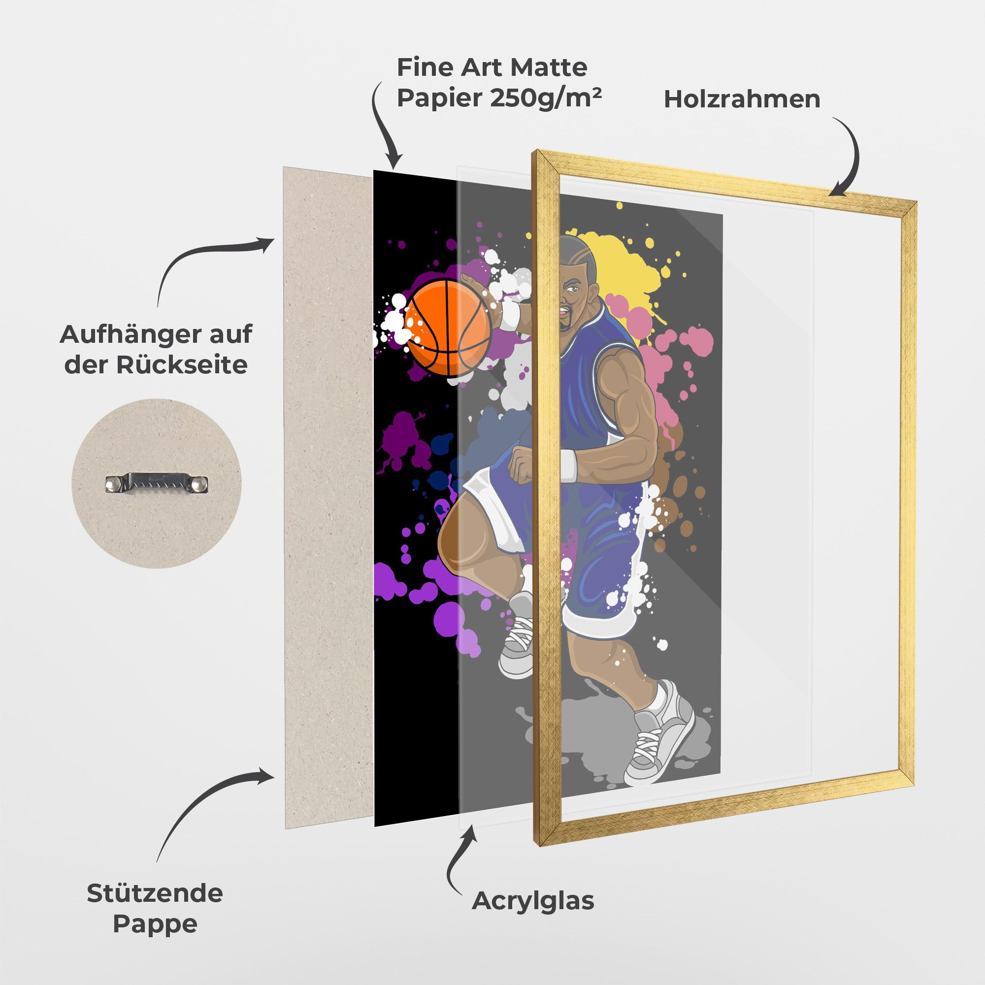 Gerahmte Poster Basketball Character mockup 1