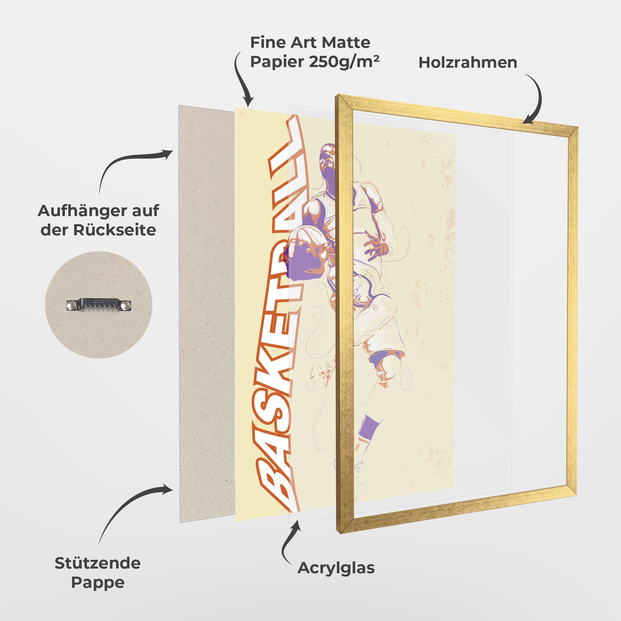 Gerahmte Poster Basketball Cream mockup 1