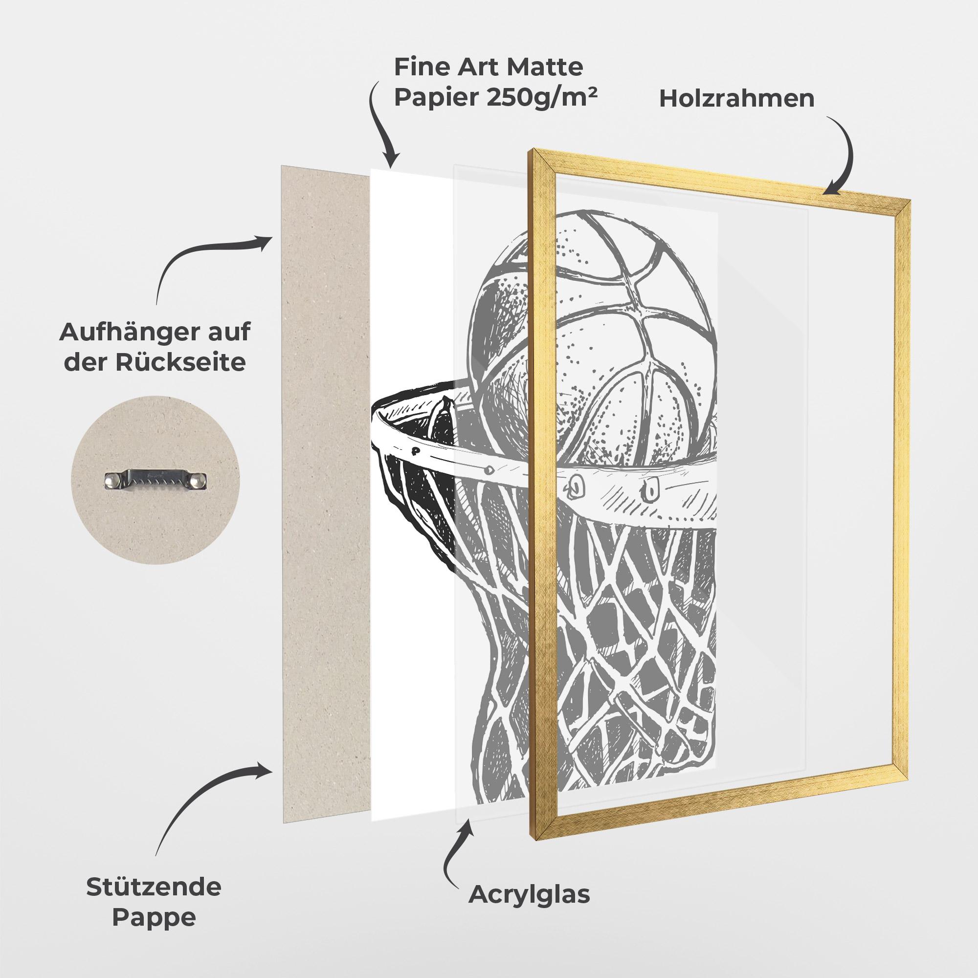 Gerahmte Poster Basketball Grey Hoop mockup 1