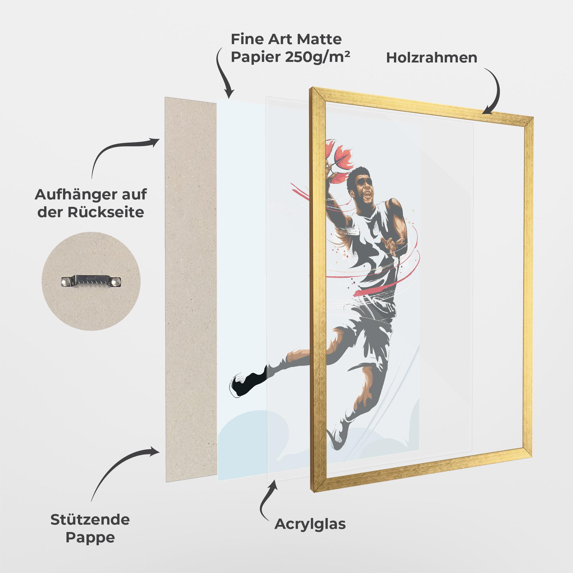 Gerahmte Poster Basketball Shot mockup 1