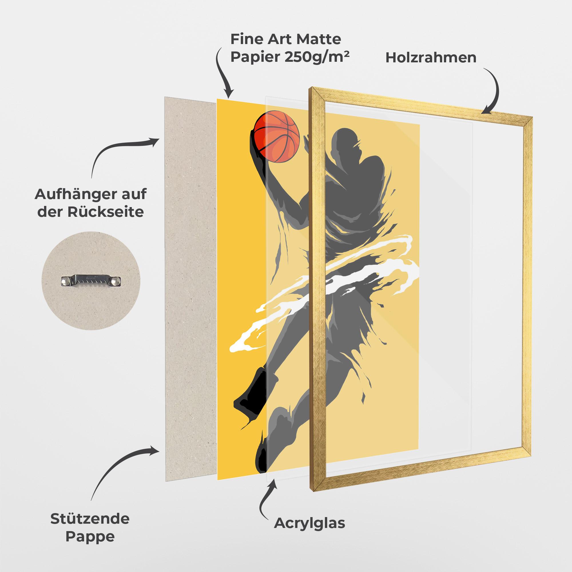 Gerahmte Poster Basketball Smoke mockup 1