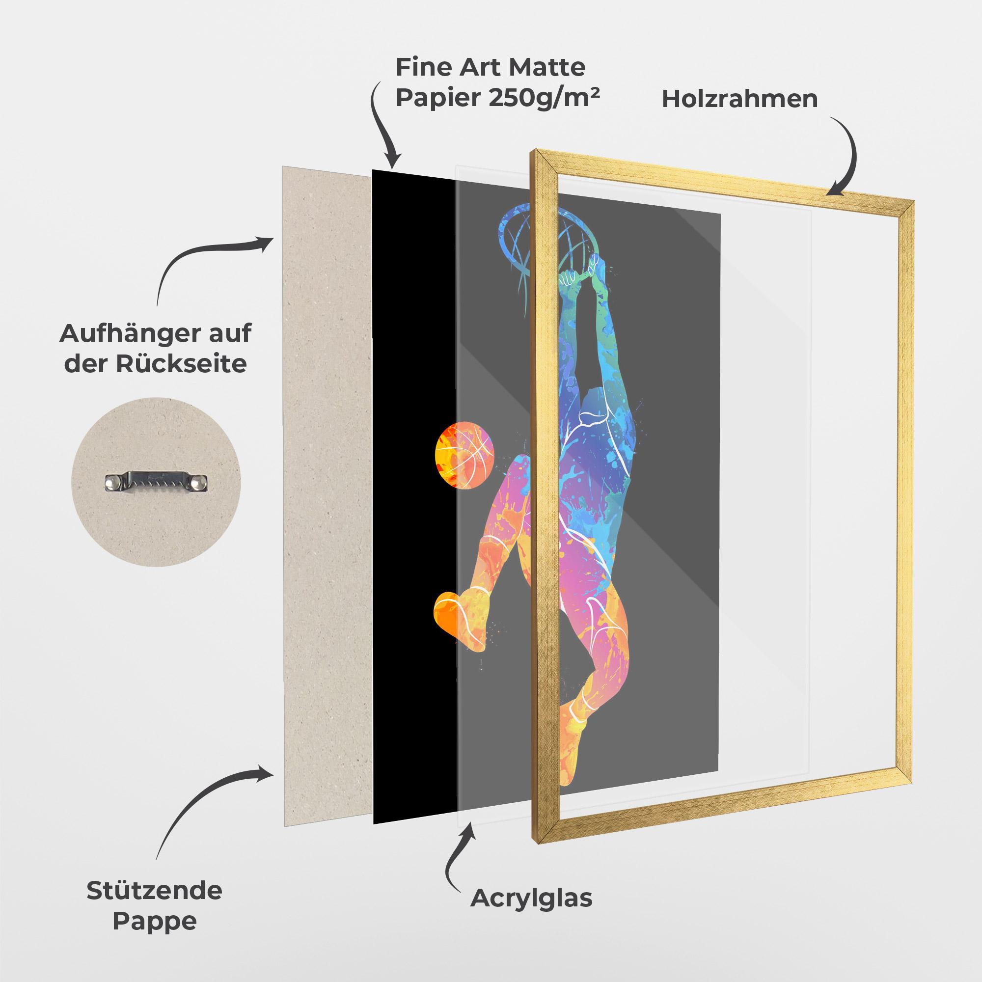 Gerahmte Poster Blue Basket Hoop mockup 1