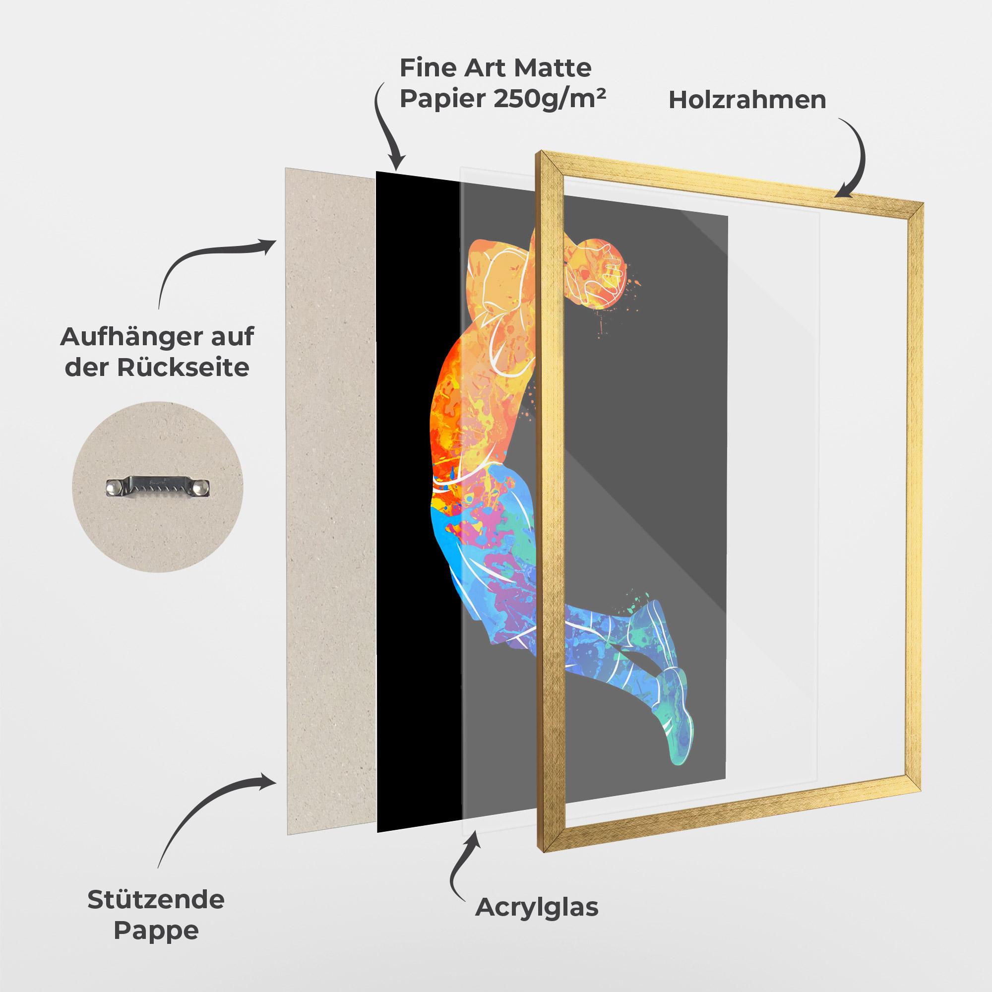Gerahmte Poster Blue Orange Basket mockup 1