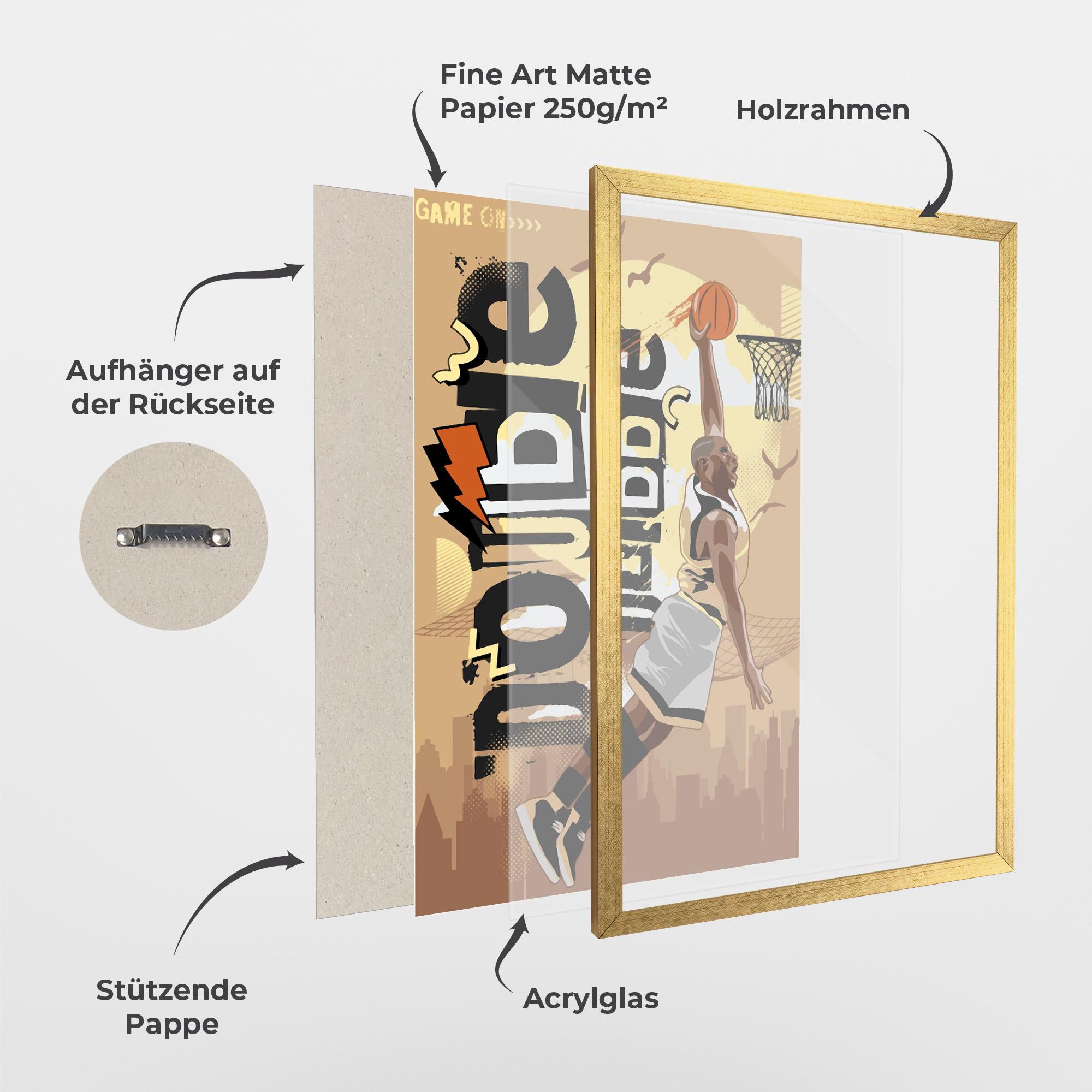 Gerahmte Poster Double Dribble mockup 1