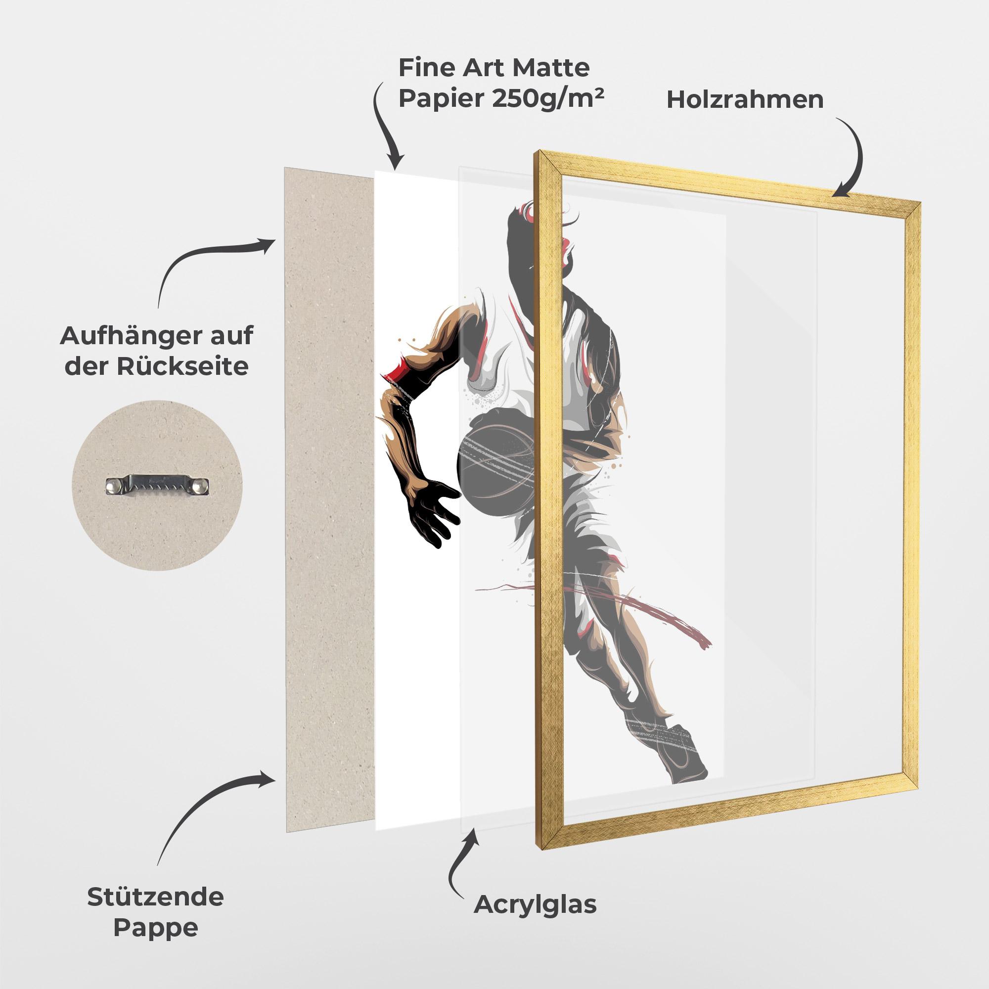 Gerahmte Poster Dribbling Run mockup 1