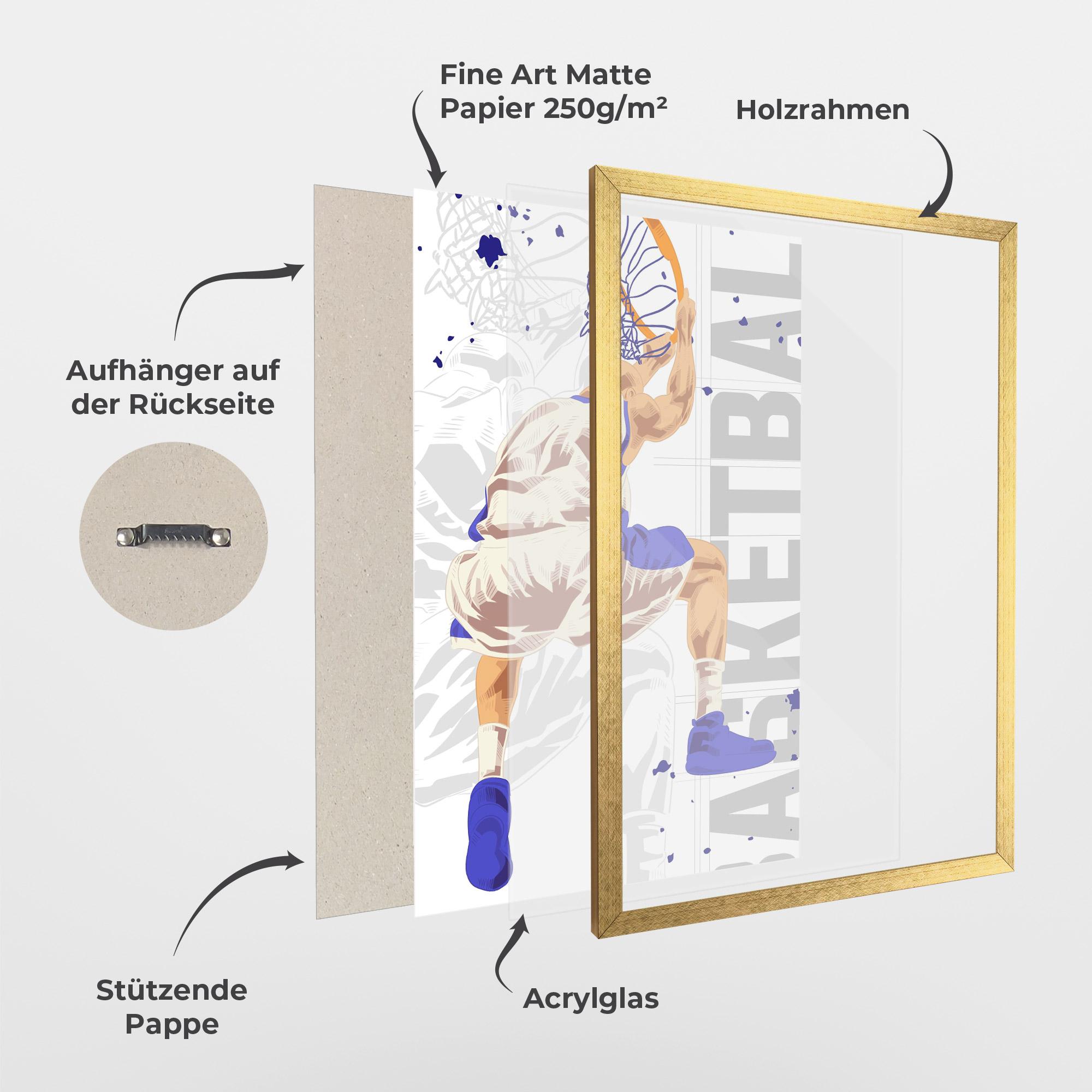 Gerahmte Poster Grey Basketball mockup 1