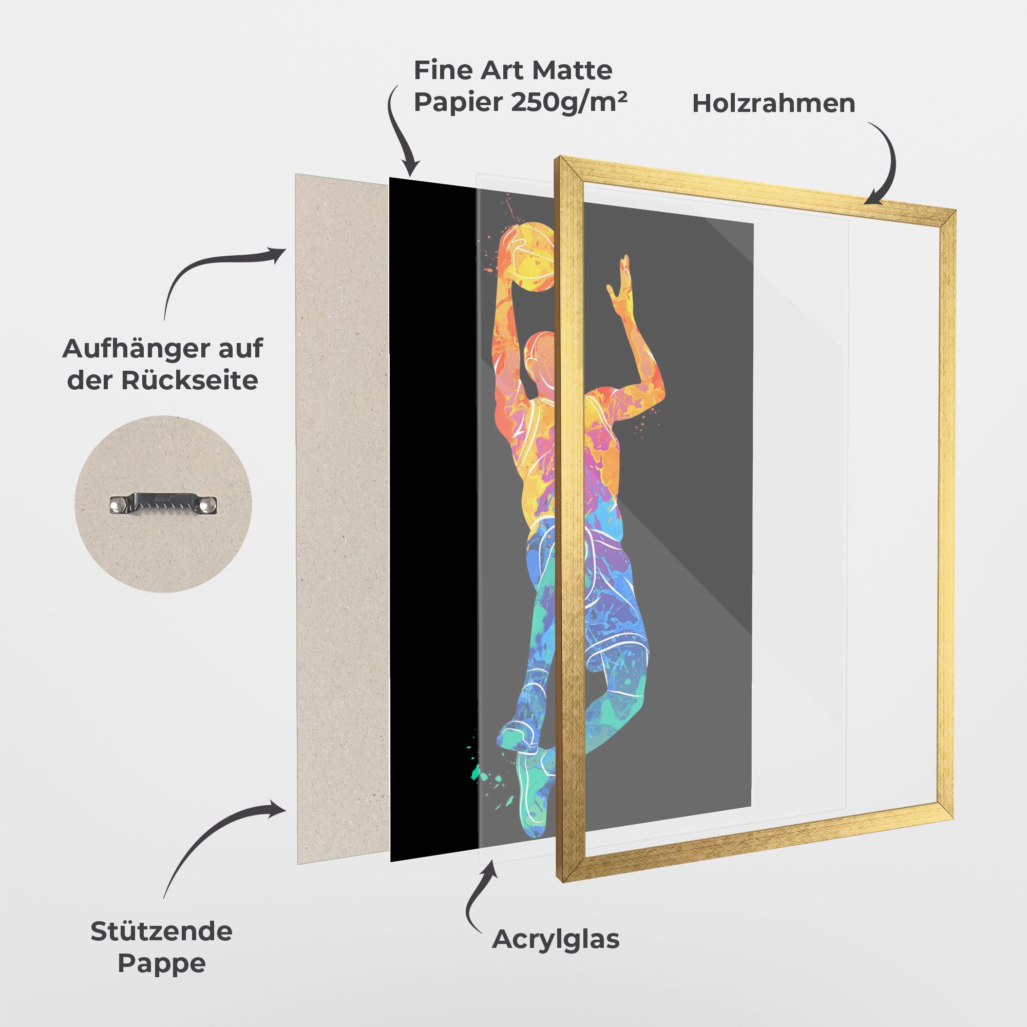 Gerahmte Poster Orange Blue Basket mockup 1