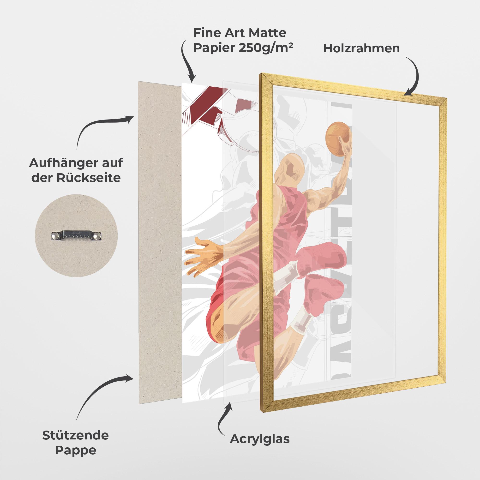 Gerahmte Poster Pink Basketball mockup 1