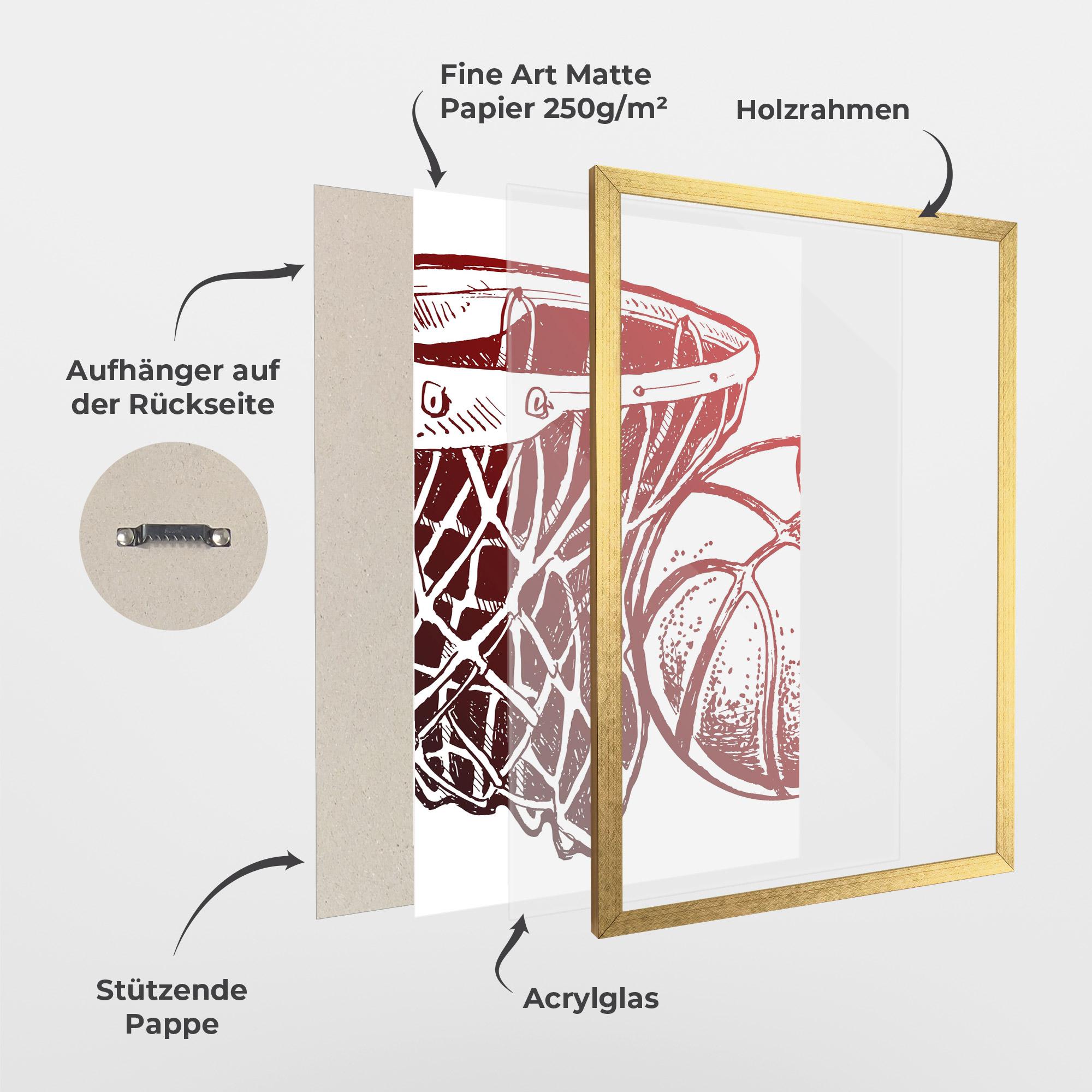 Gerahmte Poster Red Basketball Hoop mockup 1