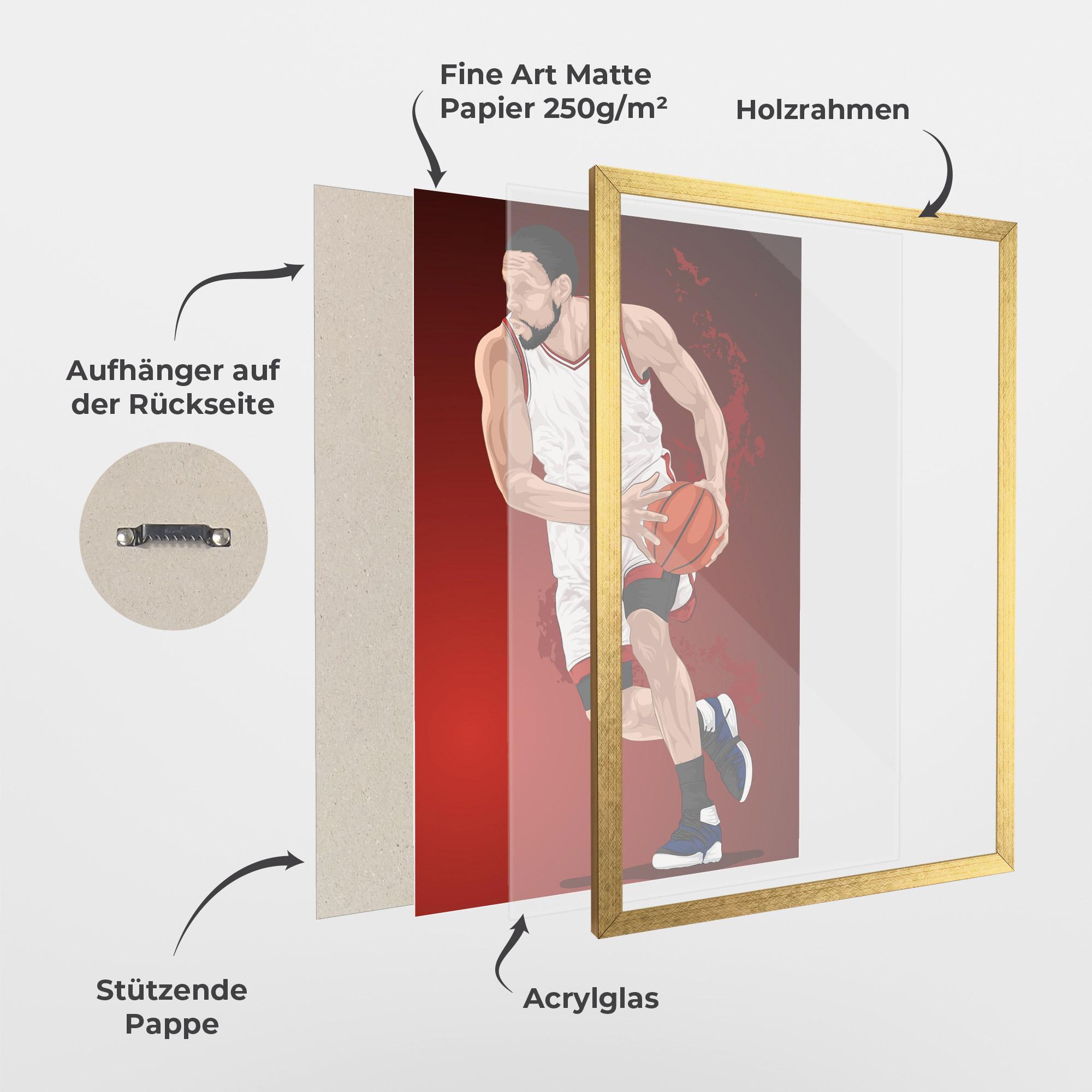 Gerahmte Poster Red Fire Basket mockup 1