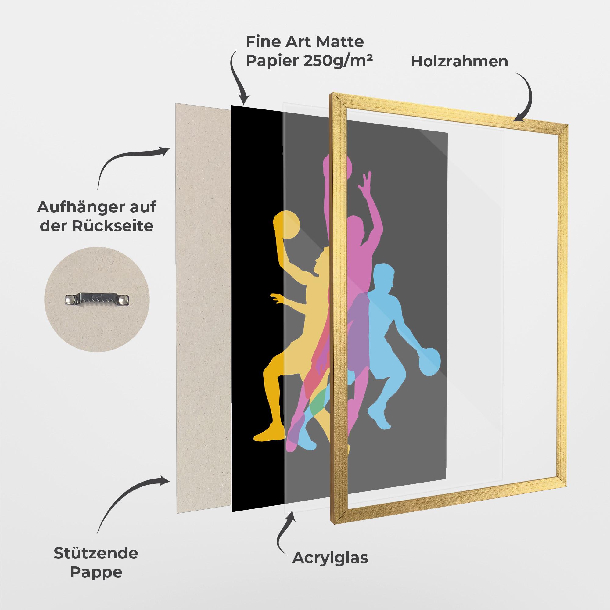 Gerahmte Poster Three Basket Players mockup 1