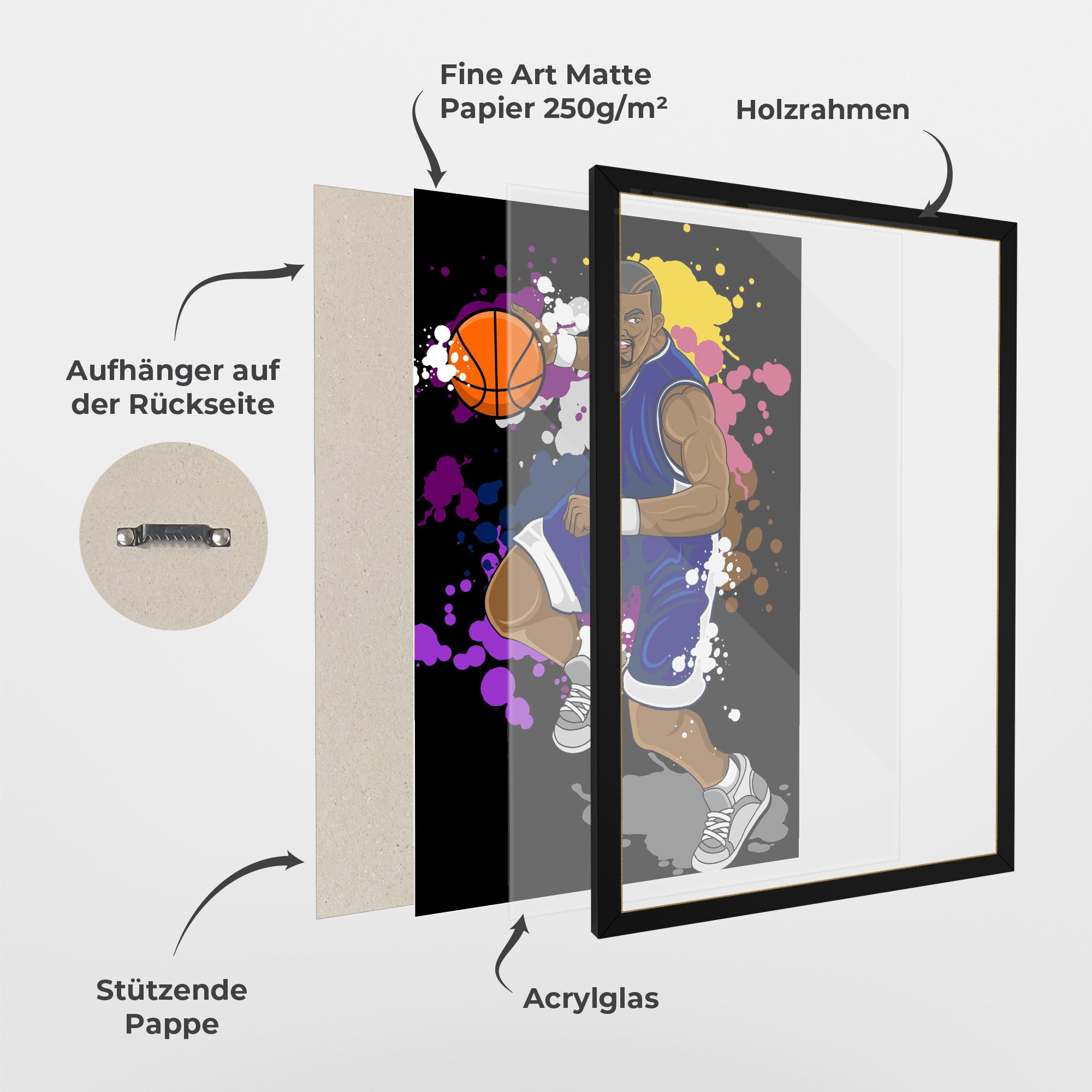 Gerahmte Poster Basketball Character mockup 1