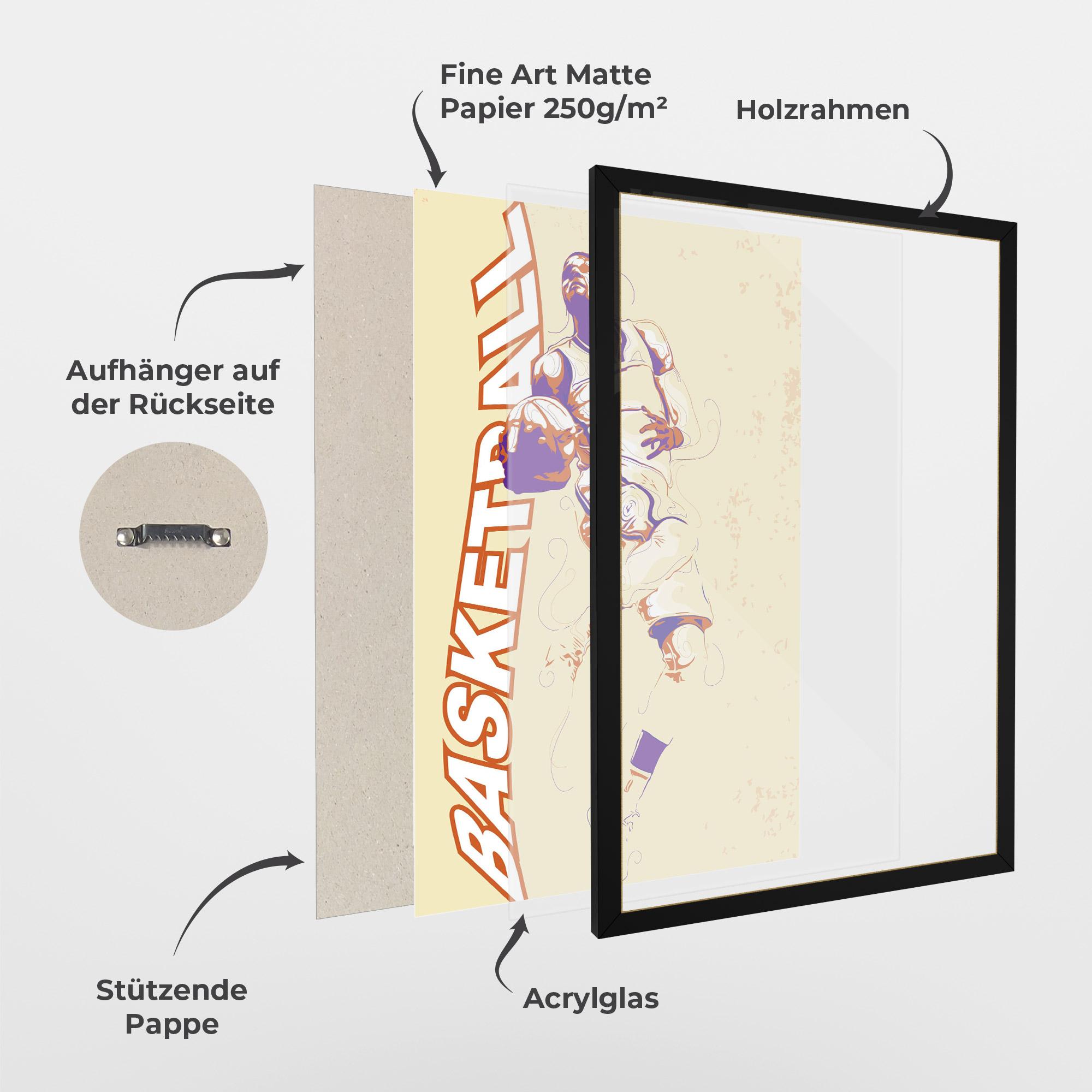 Gerahmte Poster Basketball Cream mockup 1