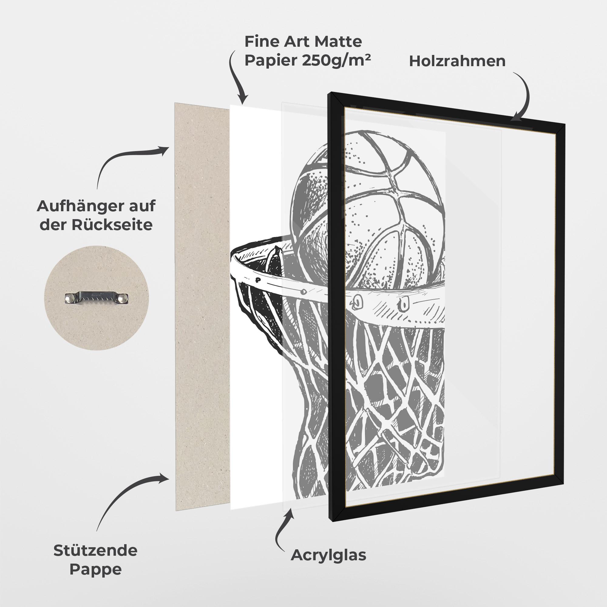 Gerahmte Poster Basketball Grey Hoop mockup 1