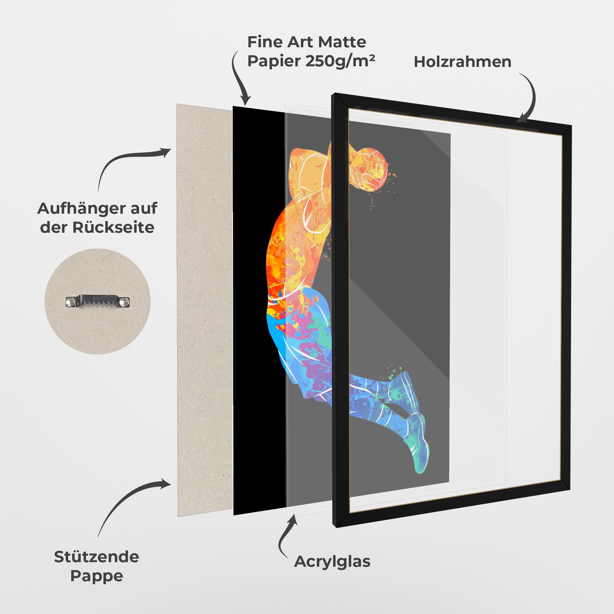 Gerahmte Poster Blue Orange Basket mockup 1