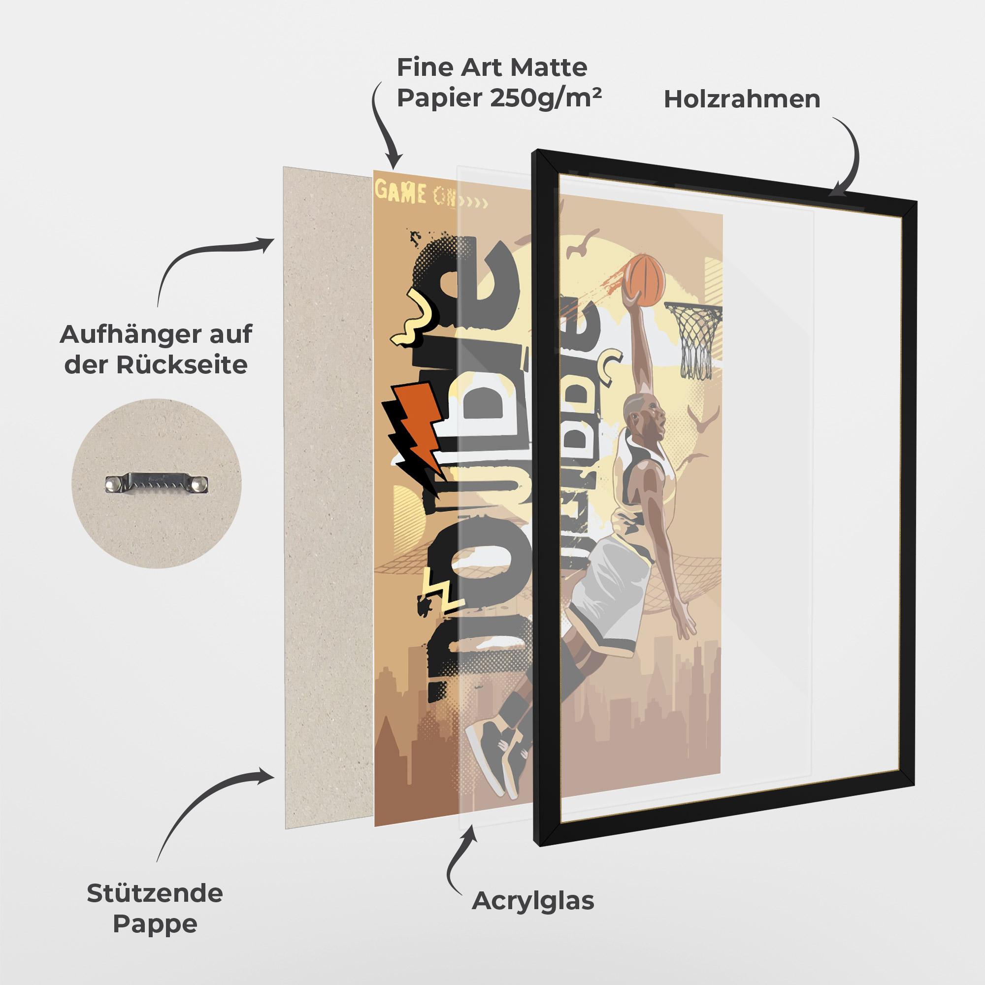 Gerahmte Poster Double Dribble mockup 1