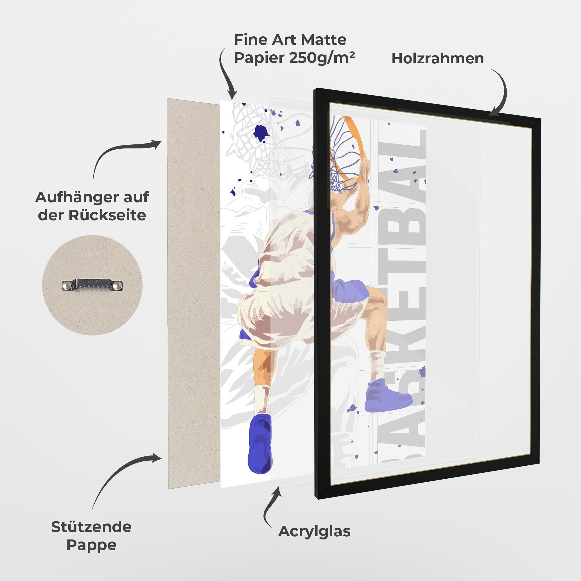Gerahmte Poster Grey Basketball mockup 1