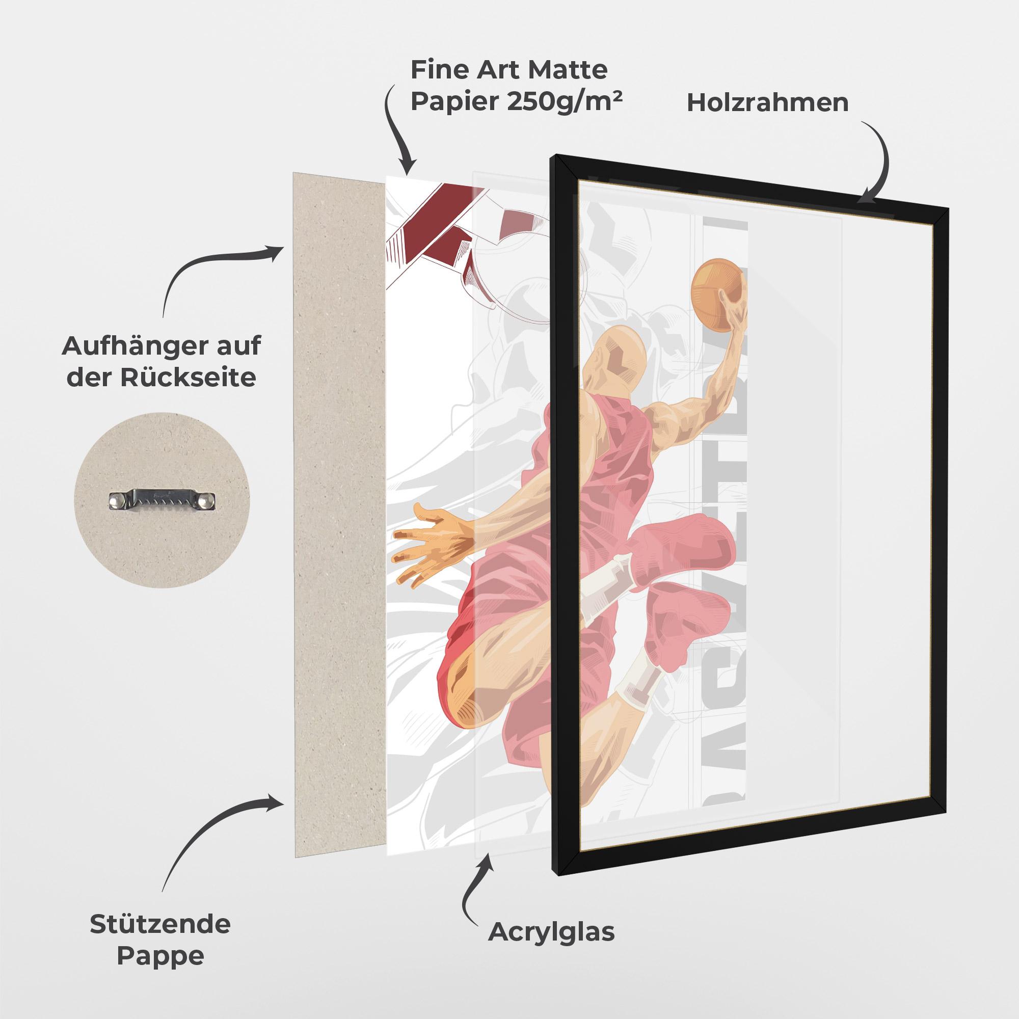 Gerahmte Poster Pink Basketball mockup 1