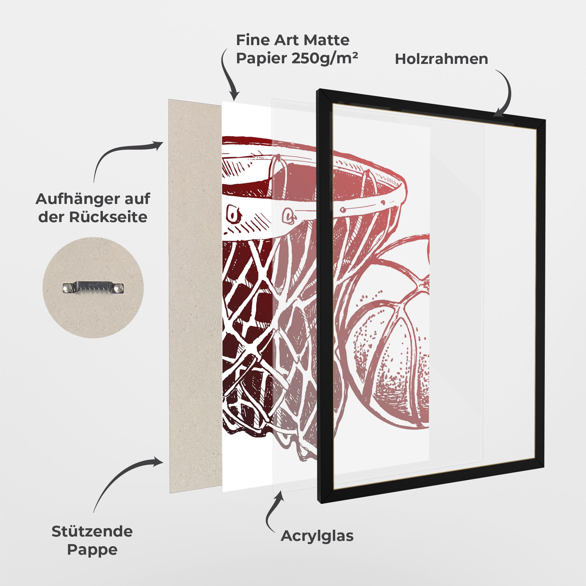 Gerahmte Poster Red Basketball Hoop mockup 1