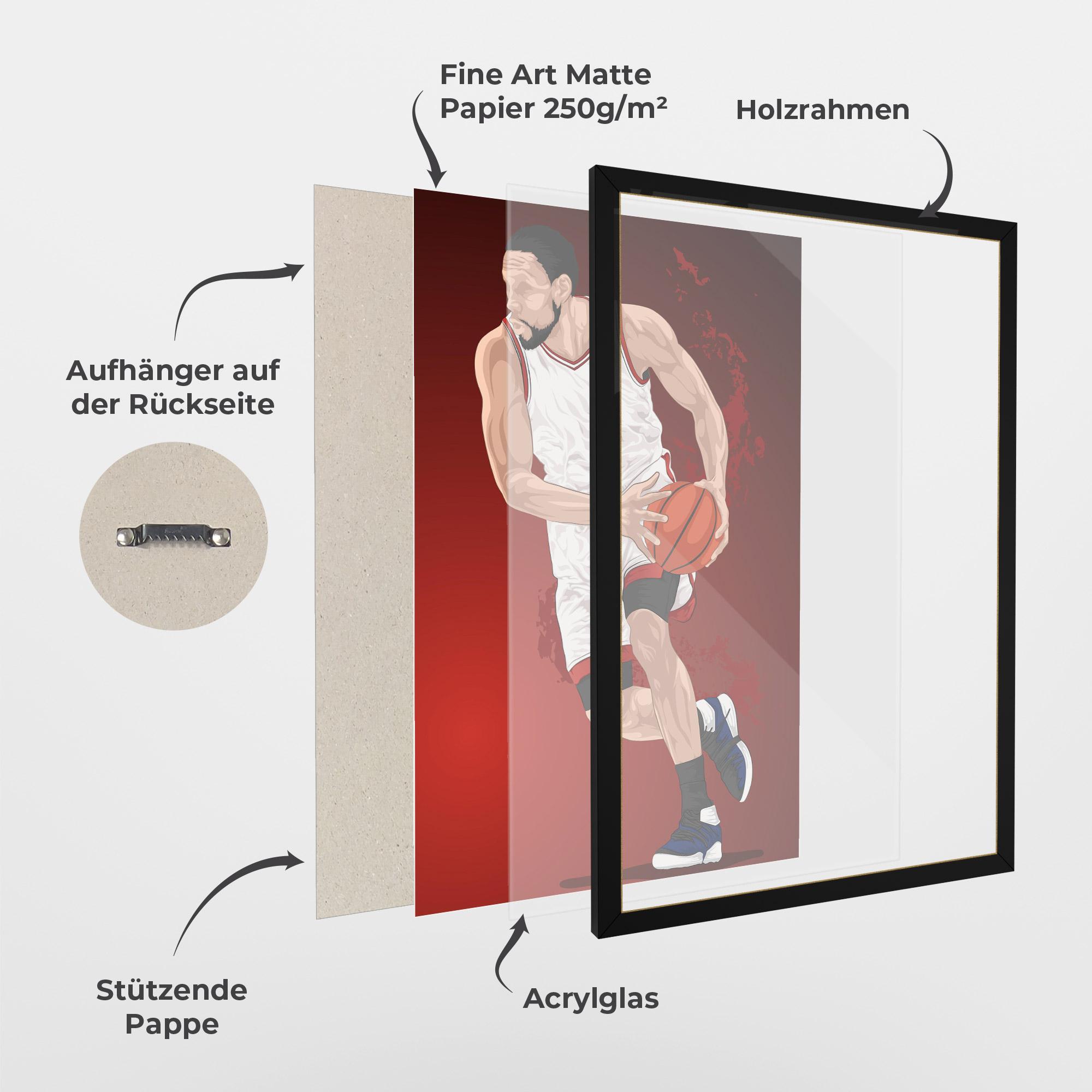 Gerahmte Poster Red Fire Basket mockup 1