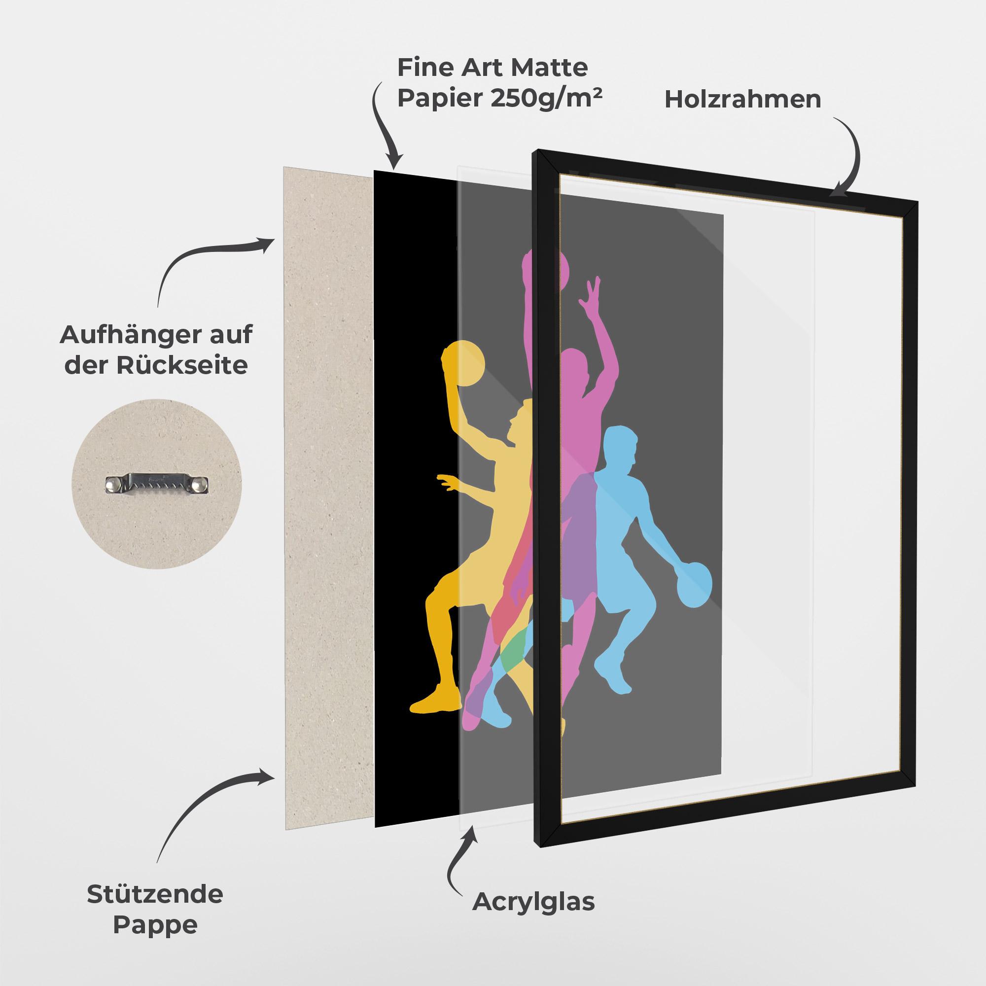 Gerahmte Poster Three Basket Players mockup 1