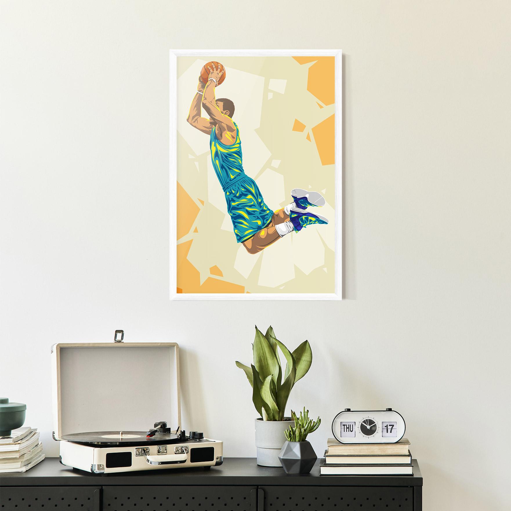 Gerahmte Poster Basketball Dunk Pose mockup 2