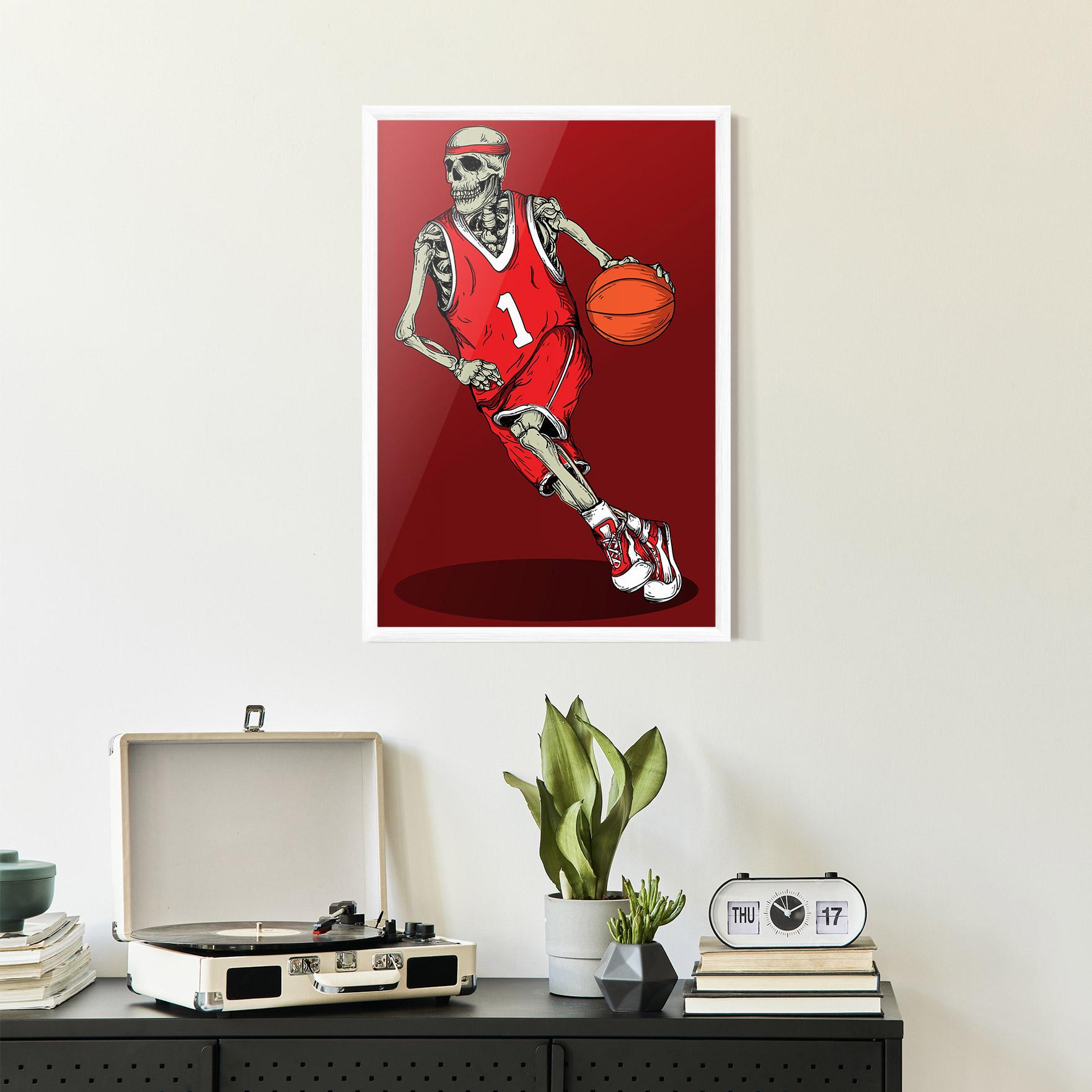 Gerahmte Poster Basketball Skull mockup 2