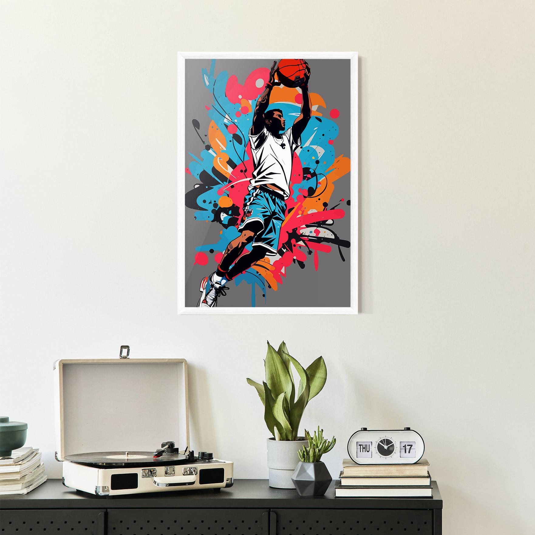 Gerahmte Poster Blue Red Basket mockup 2