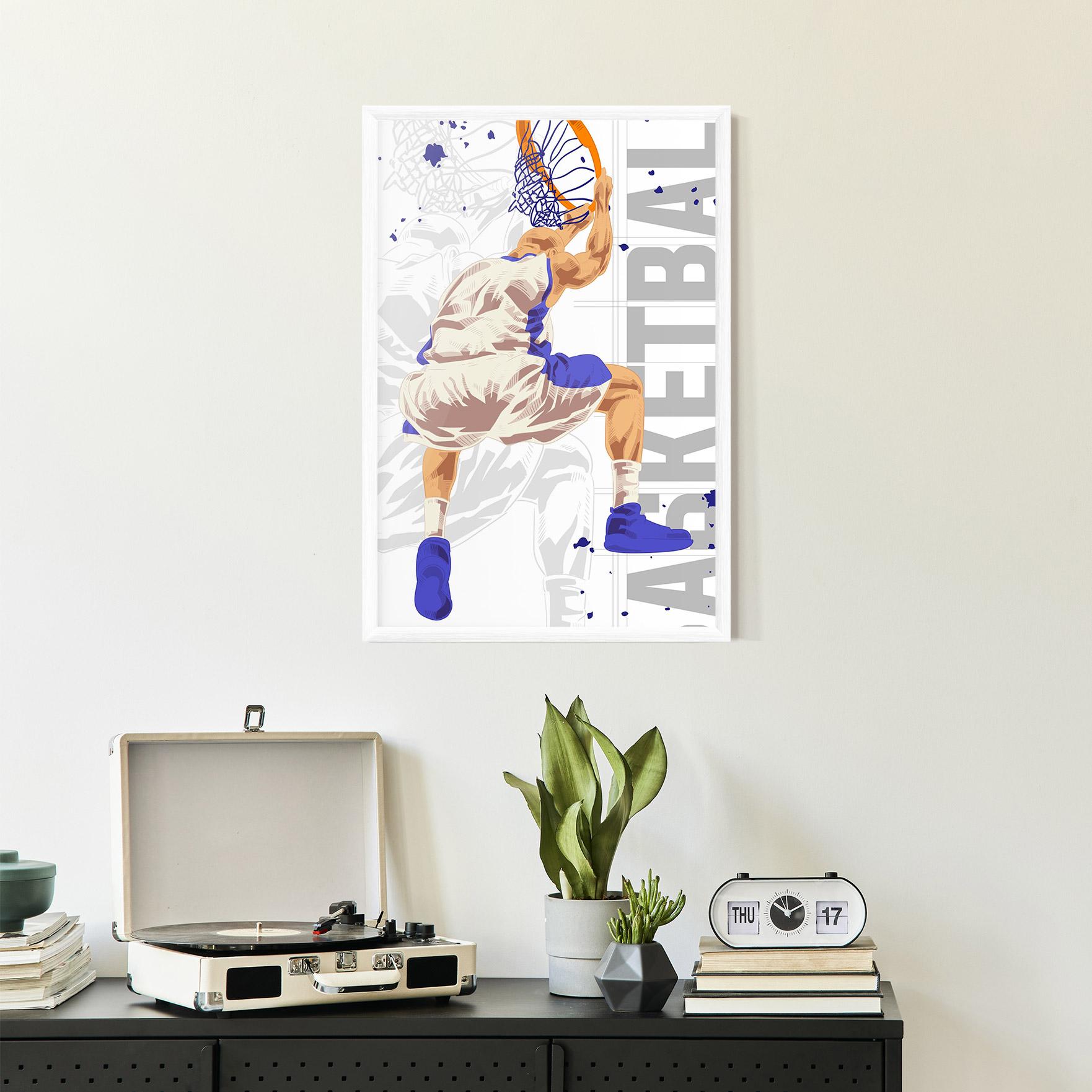 Gerahmte Poster Grey Basketball mockup 2