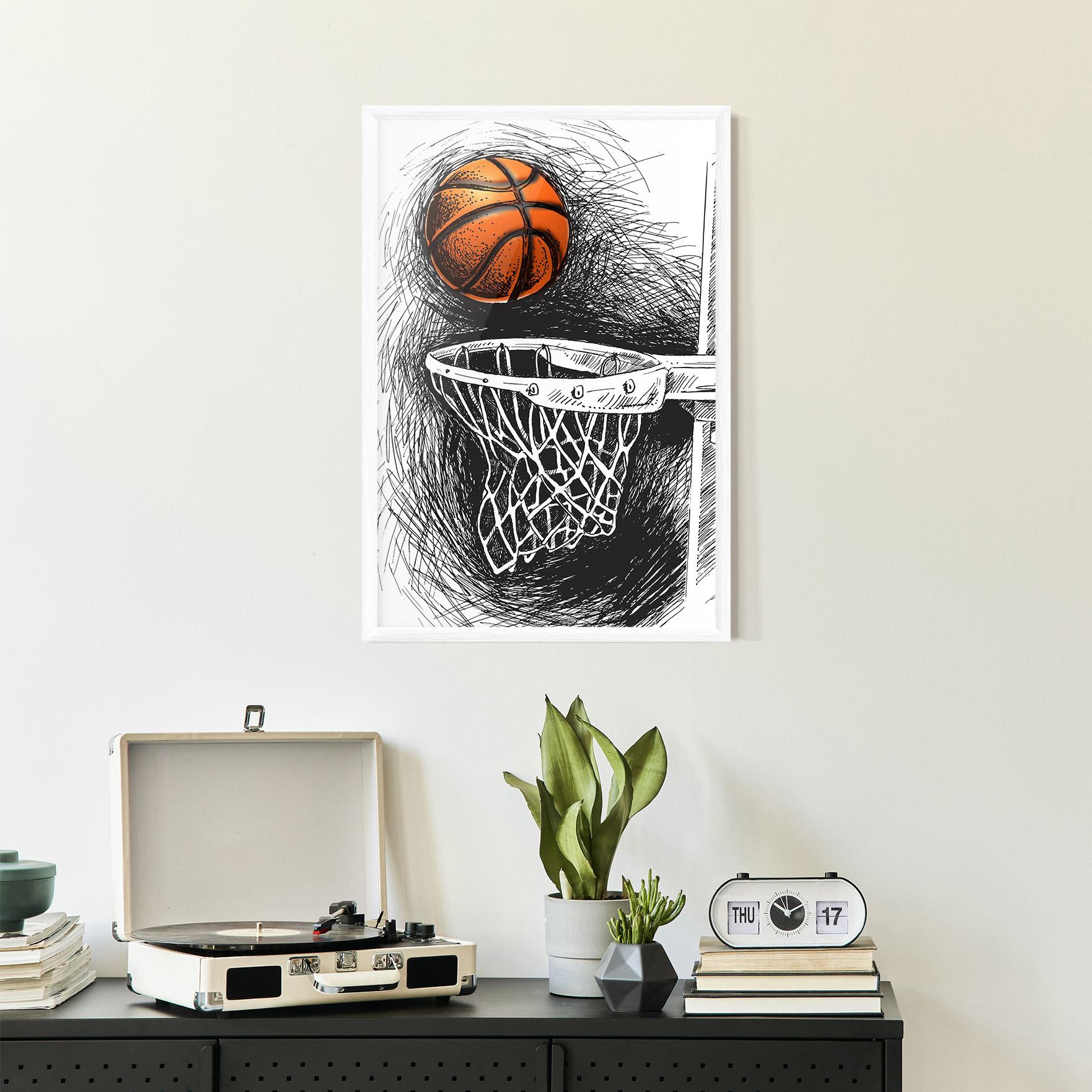 Gerahmte Poster Grey Line Basket mockup 2