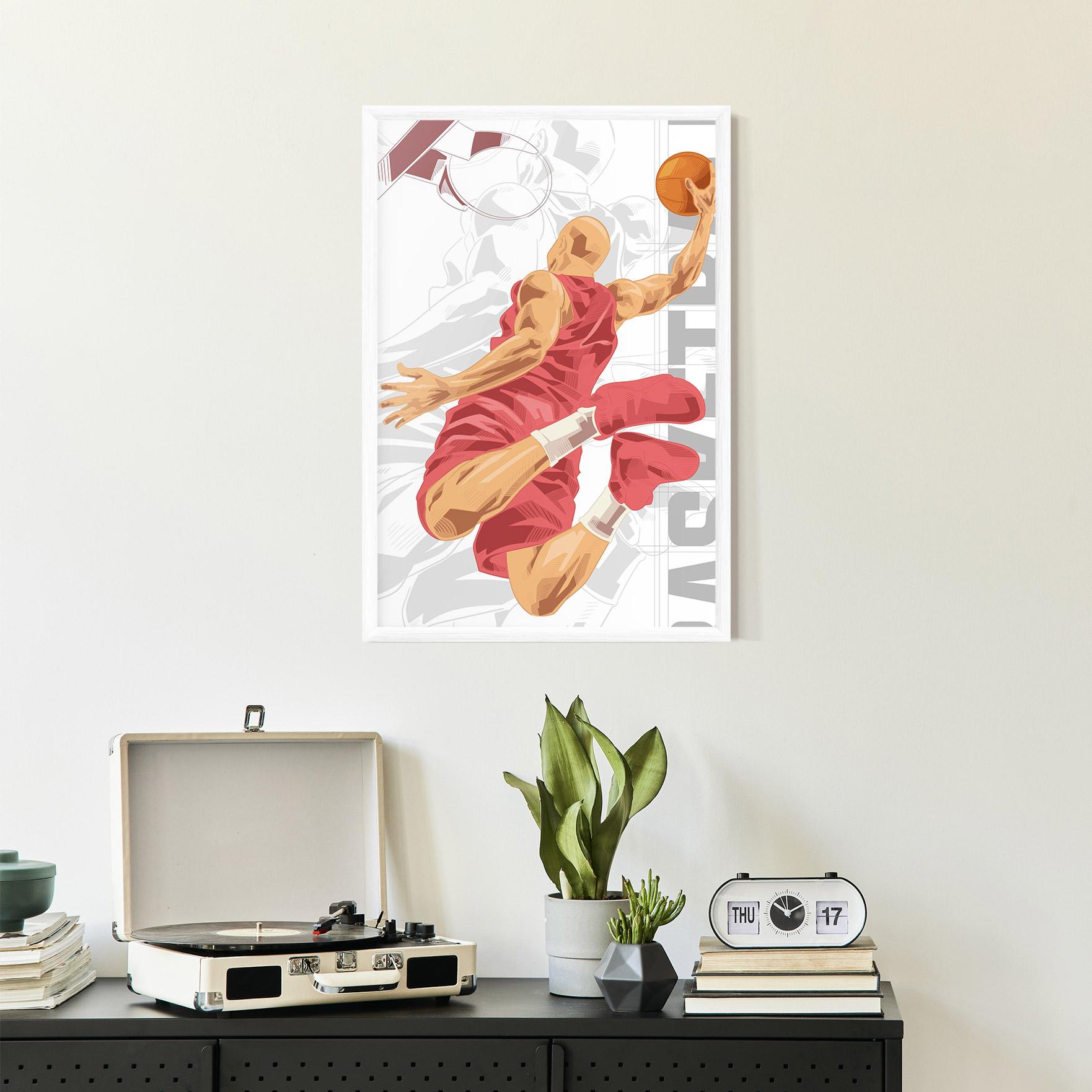 Gerahmte Poster Pink Basketball mockup 2