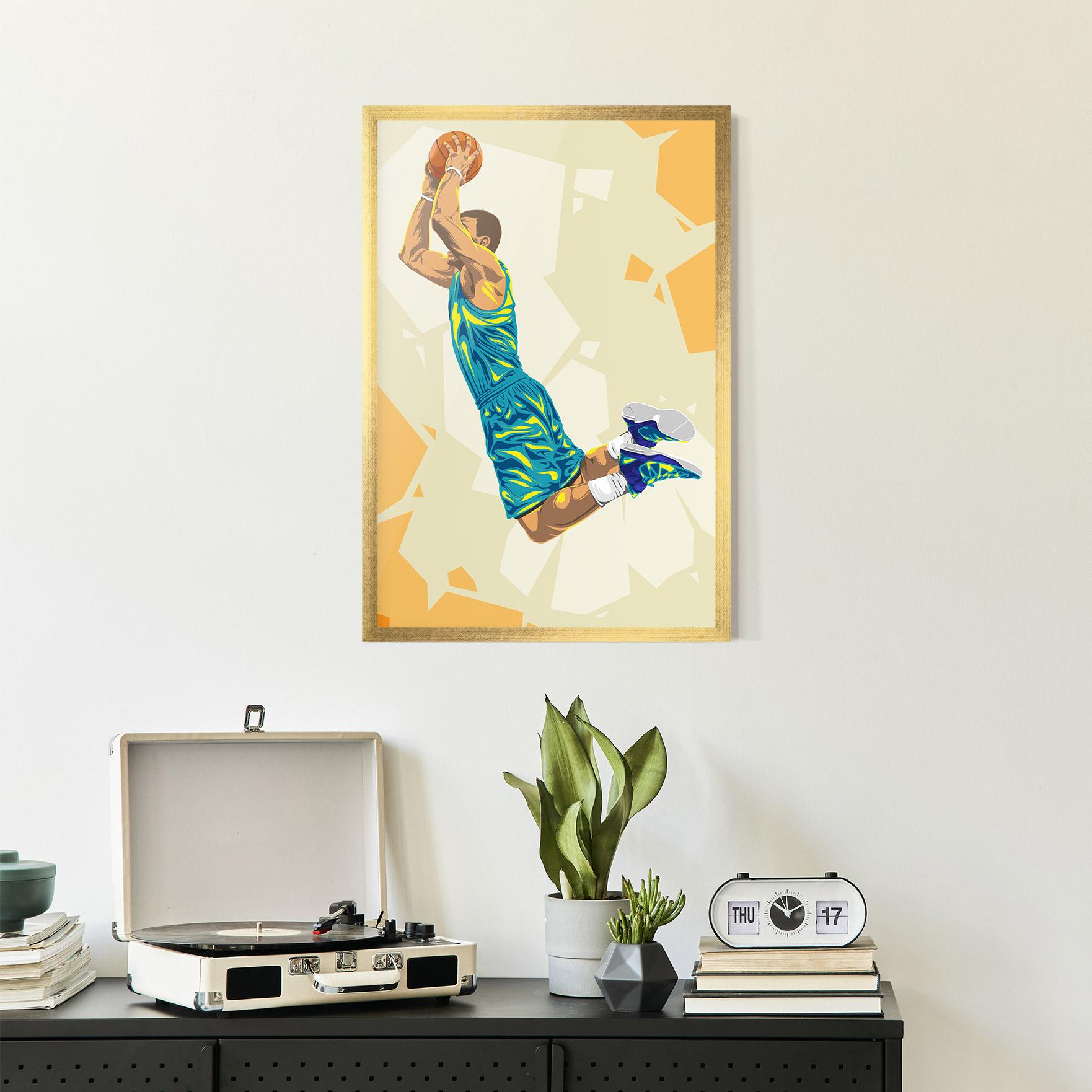 Gerahmte Poster Basketball Dunk Pose mockup 2