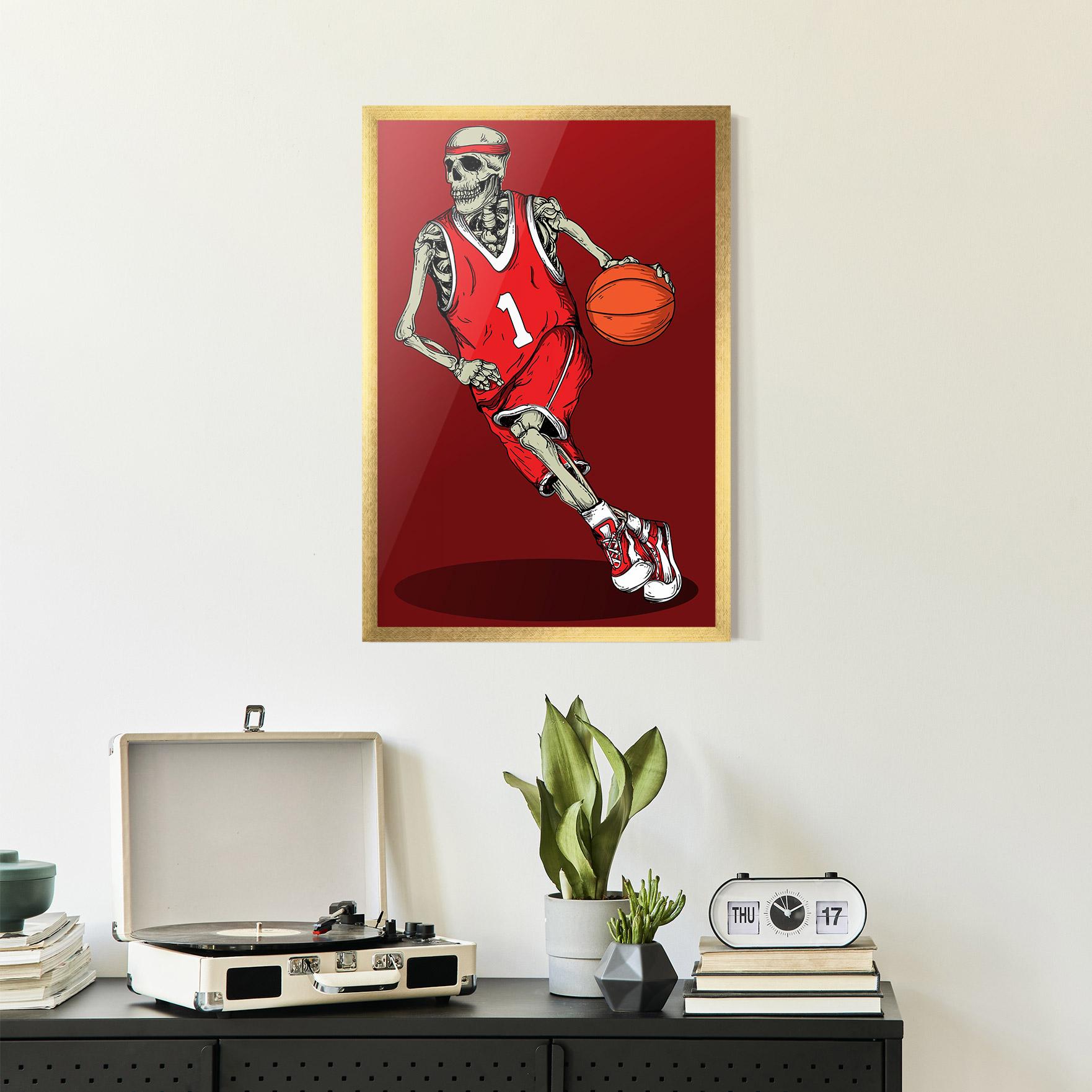 Gerahmte Poster Basketball Skull mockup 2