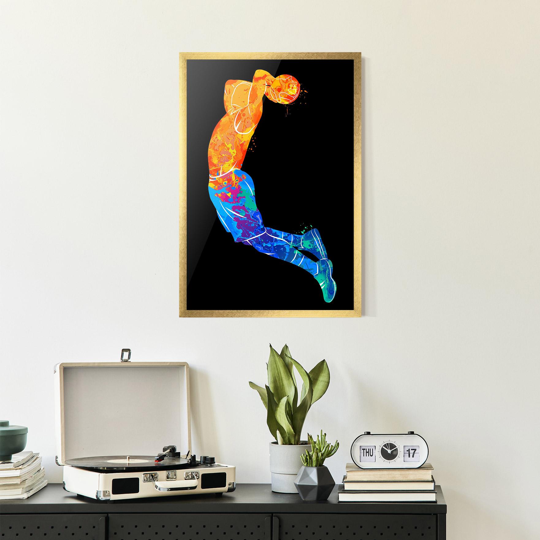 Gerahmte Poster Blue Orange Basket mockup 2