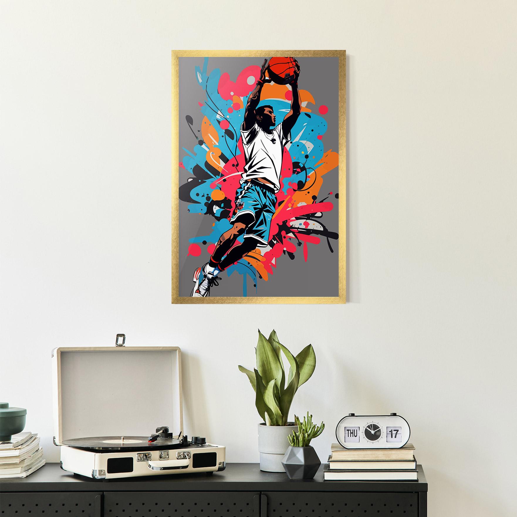 Gerahmte Poster Blue Red Basket mockup 2