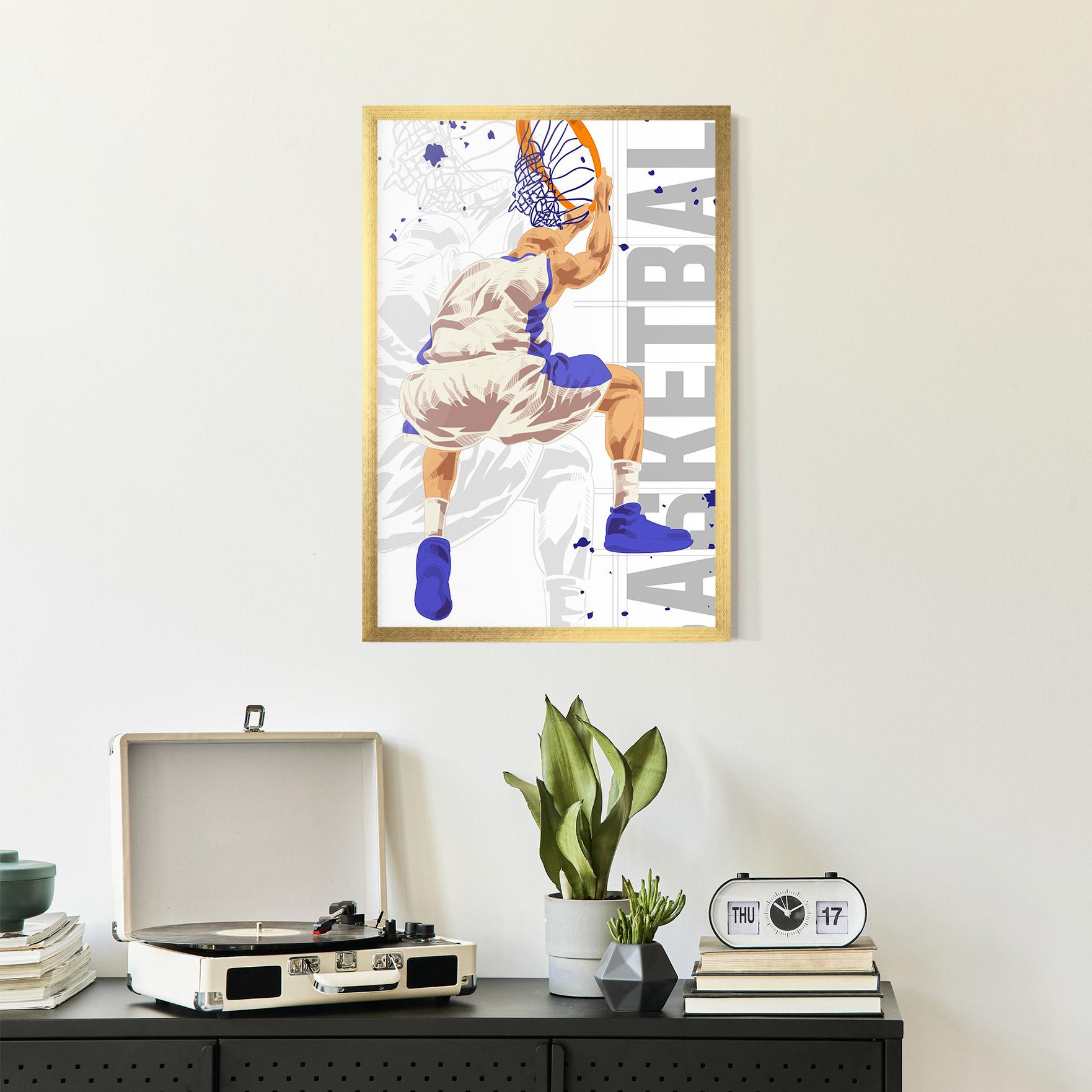 Gerahmte Poster Grey Basketball mockup 2