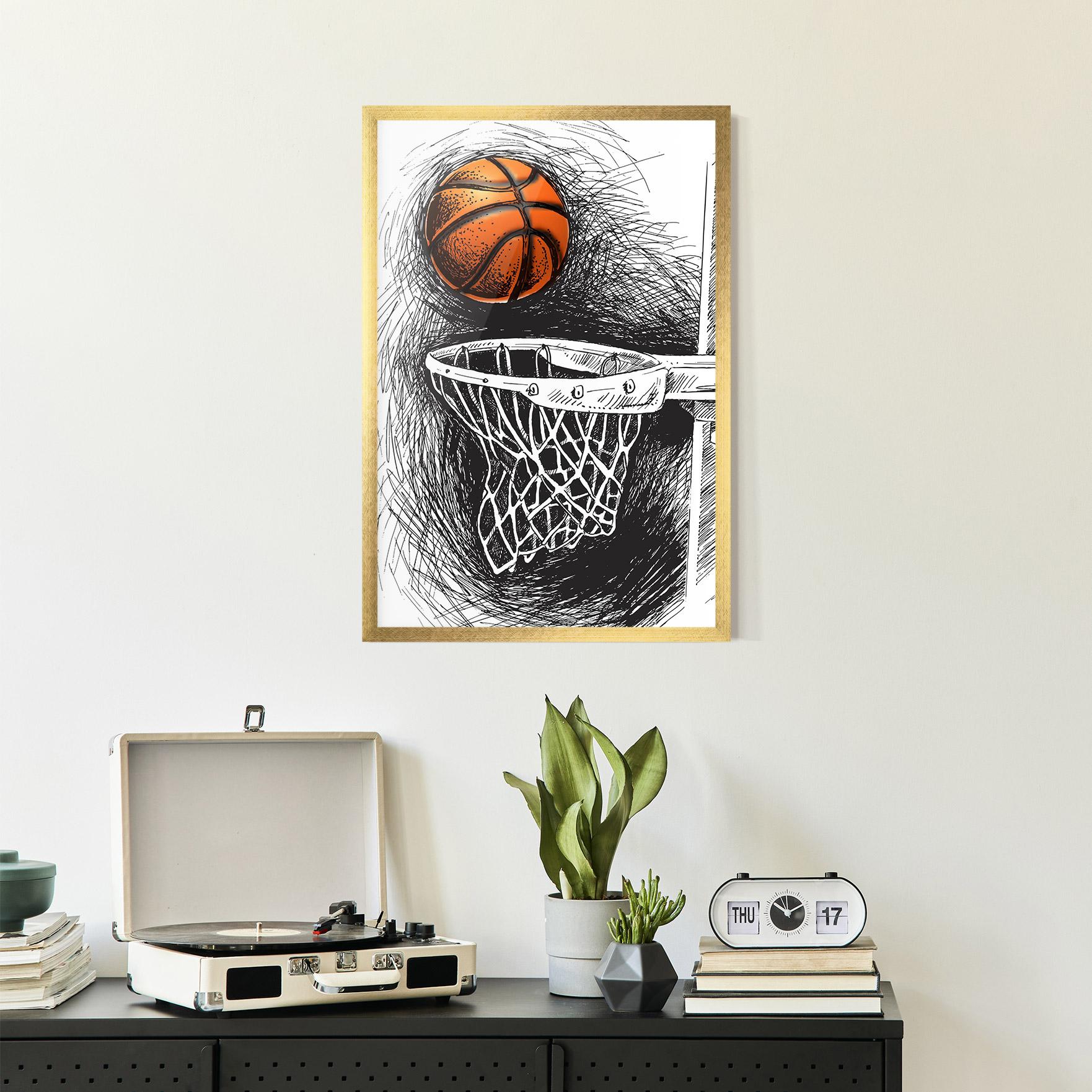 Gerahmte Poster Grey Line Basket mockup 2