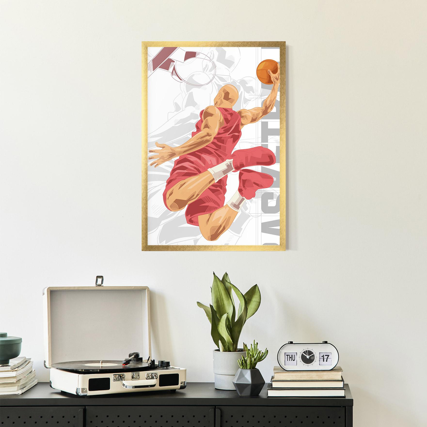 Gerahmte Poster Pink Basketball mockup 2