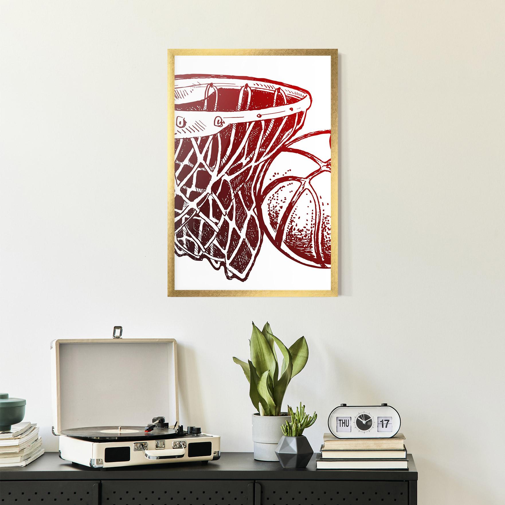 Gerahmte Poster Red Basketball Hoop mockup 2