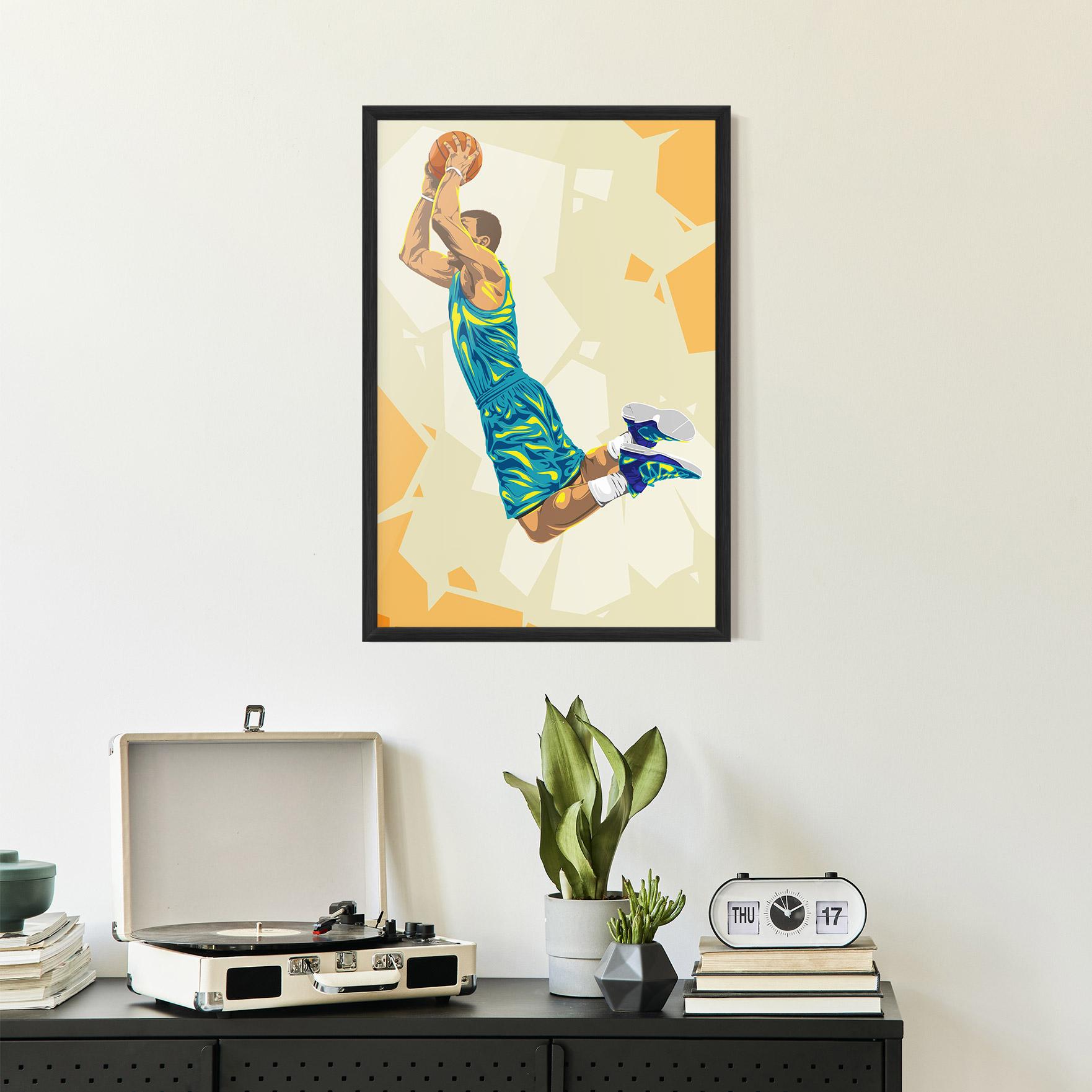 Gerahmte Poster Basketball Dunk Pose mockup 2