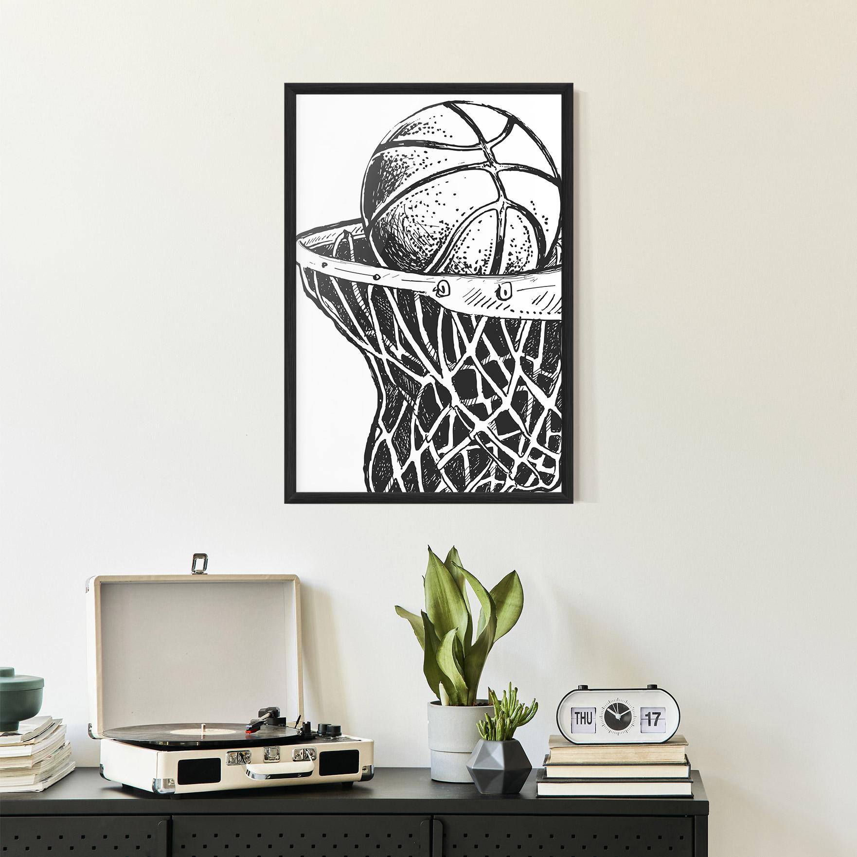 Gerahmte Poster Basketball Grey Hoop mockup 2