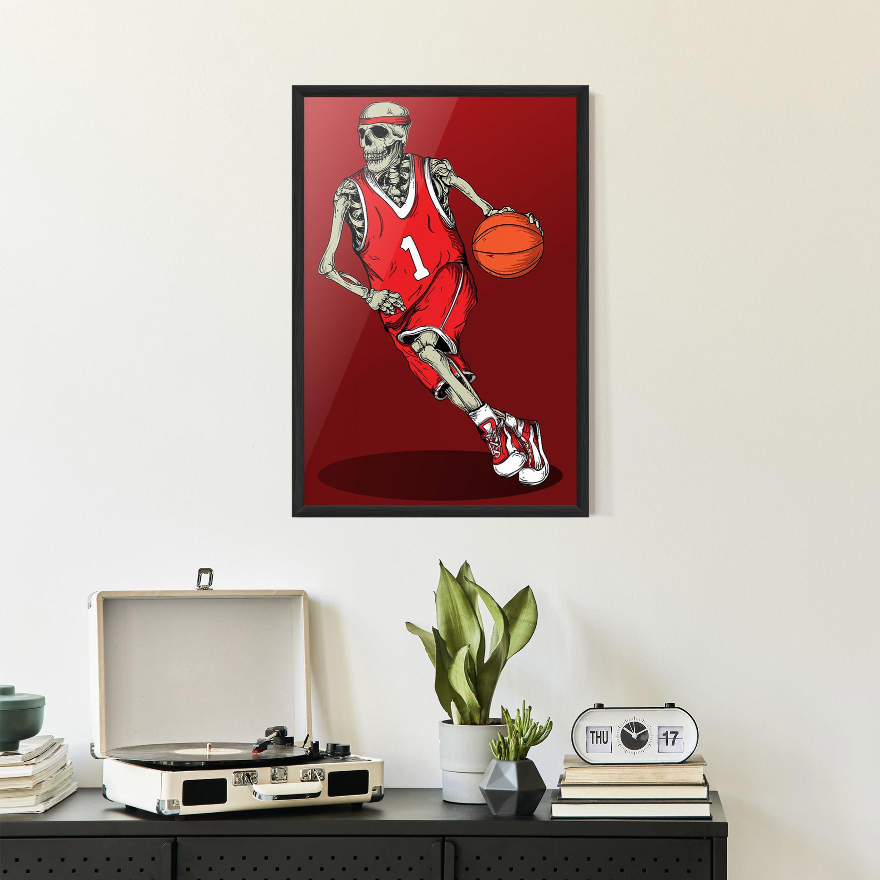 Gerahmte Poster Basketball Skull mockup 2
