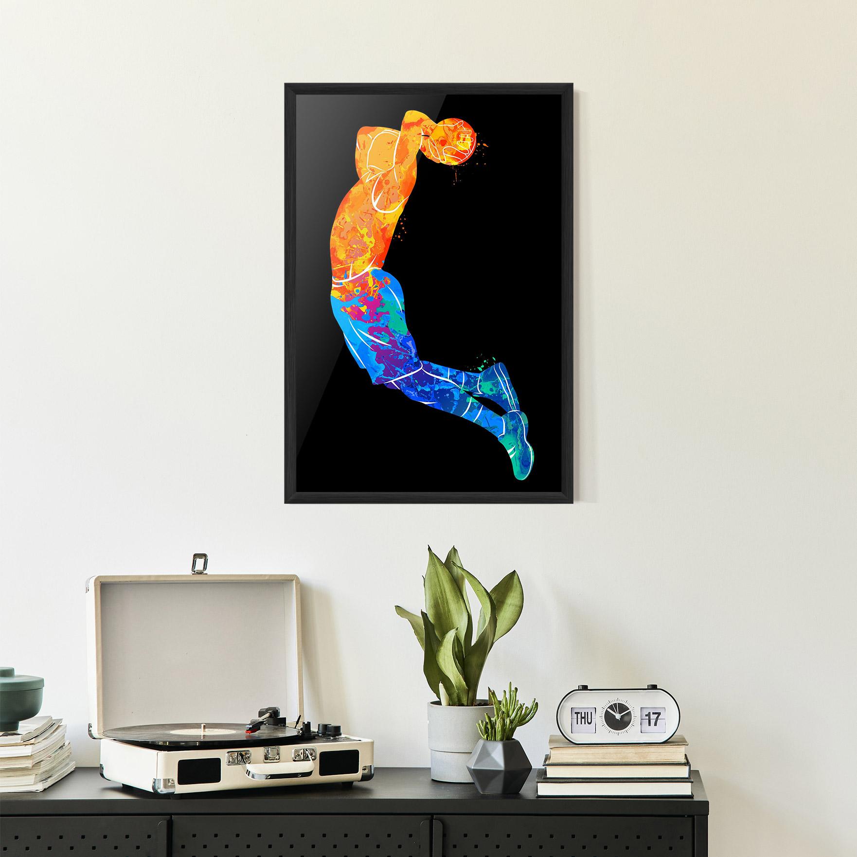 Gerahmte Poster Blue Orange Basket mockup 2